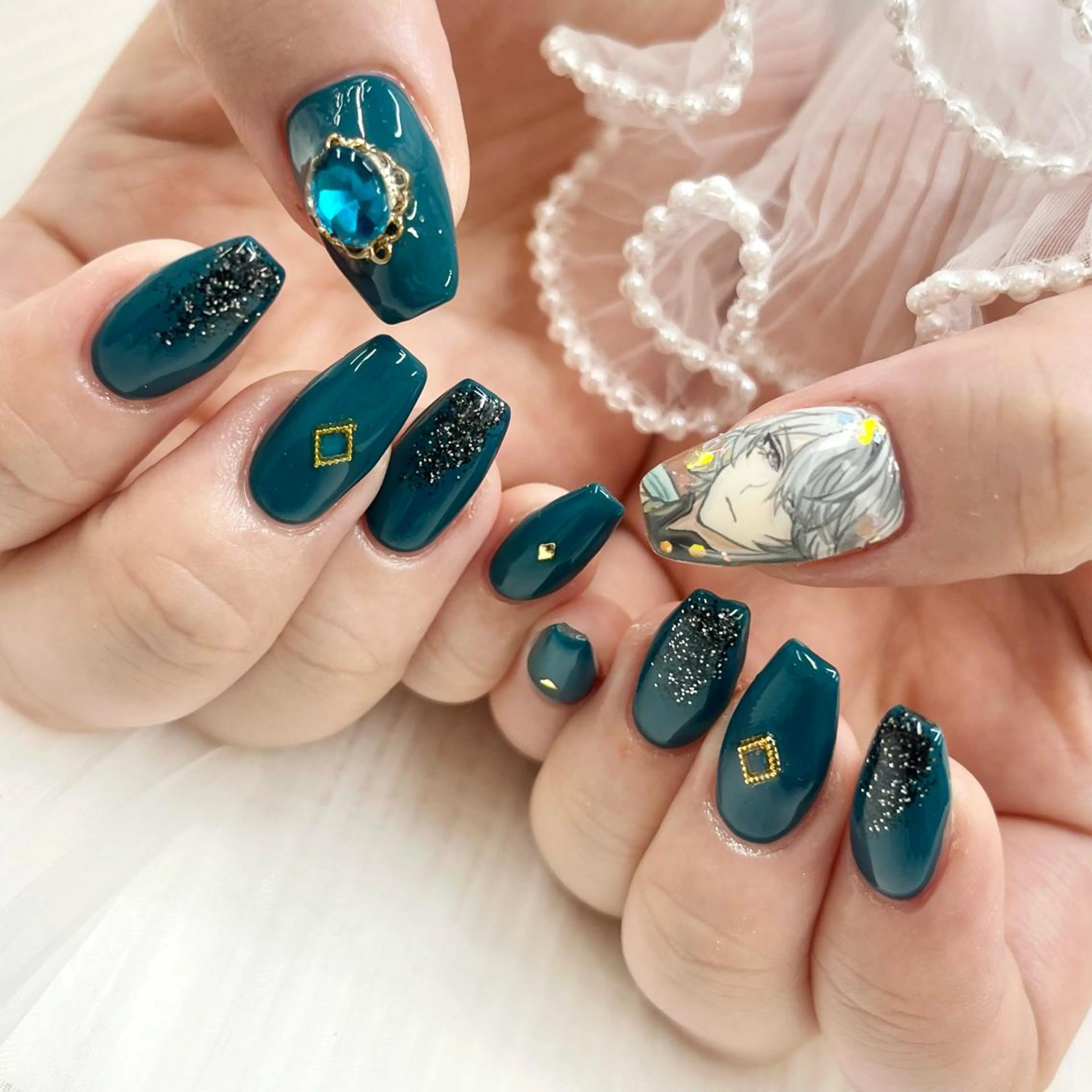 セミロング ネイル ラメ(グリッター) ハンドネイル 池袋痛ネイル Nok. 渡辺のネイルデザイン