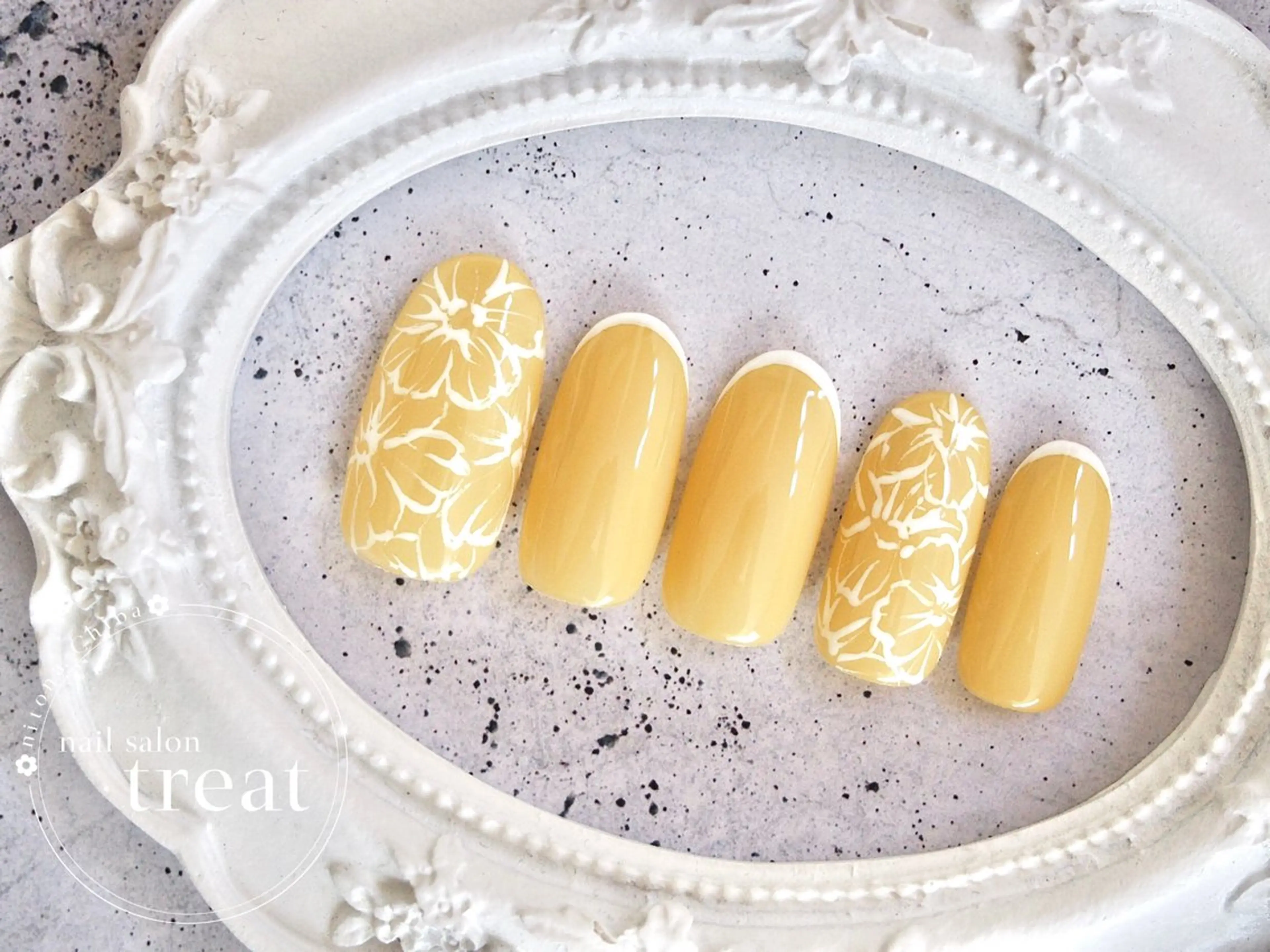 ネイル アートネイル フラワーネイル レース シンプルネイル ホワイト nail salon treat あいのネイルデザイン