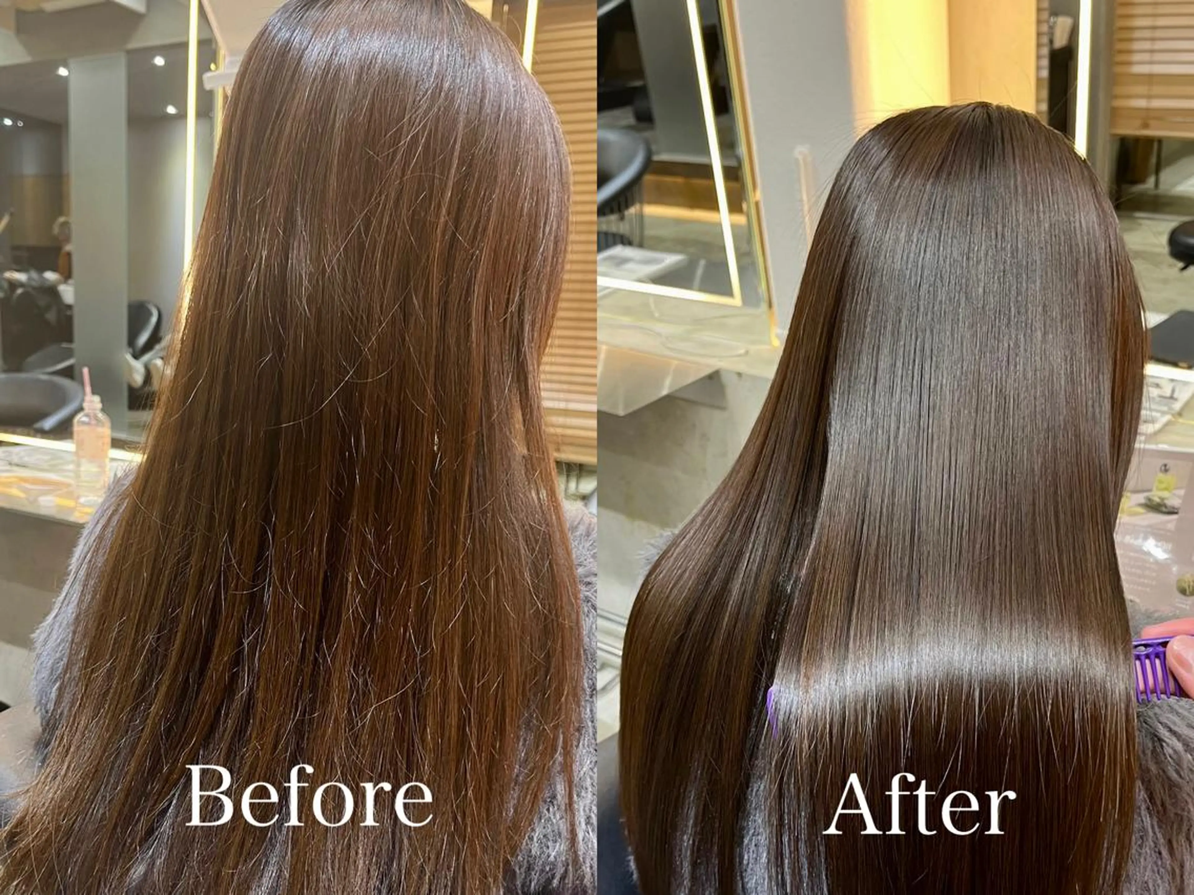 セミロング カット 縮毛矯正 トリートメント ヘアセット 艶透明感カラー/ 髪質改善/三ツ木一生のヘアスタイル