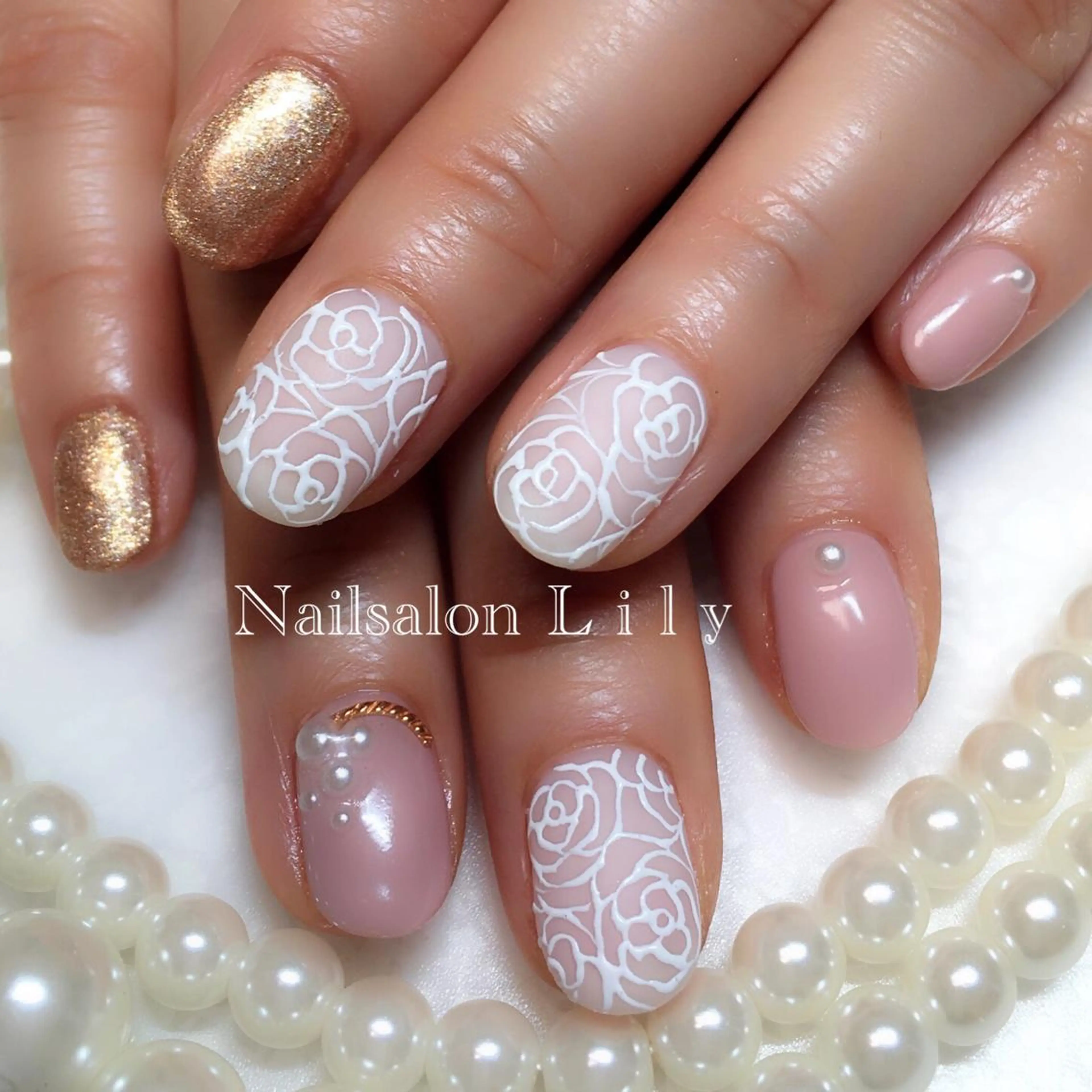 ネイル アートネイル フラワーネイル レース 春ネイル Nailsalon Lilyのネイルデザイン