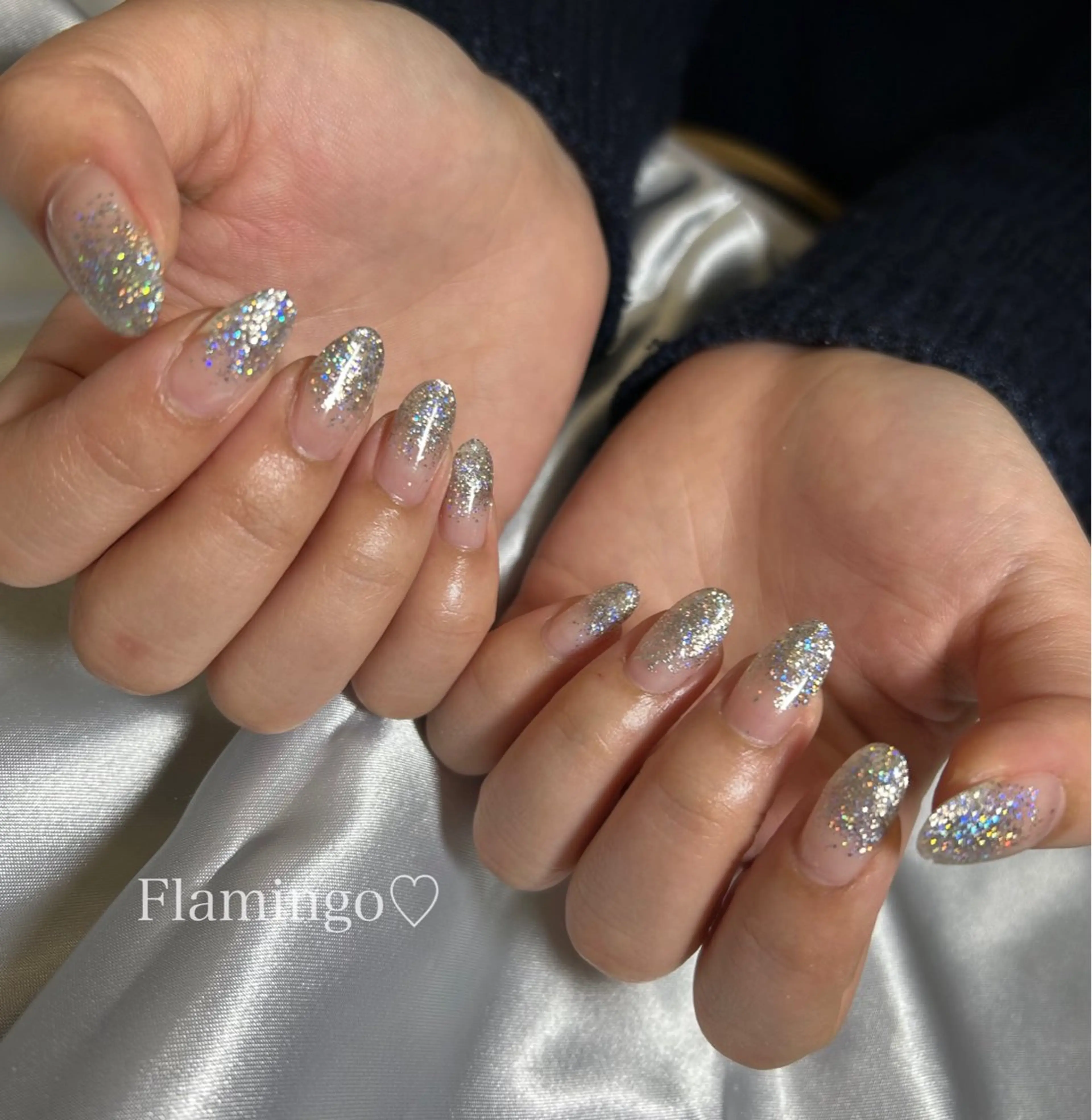 ネイル グラデーション キラキラネイル ラメ(グリッター) ラメグラデーション シンプルネイル ハンドネイル 40代からの爪を守る ×ケア重視サロン♡のネイルデザイン