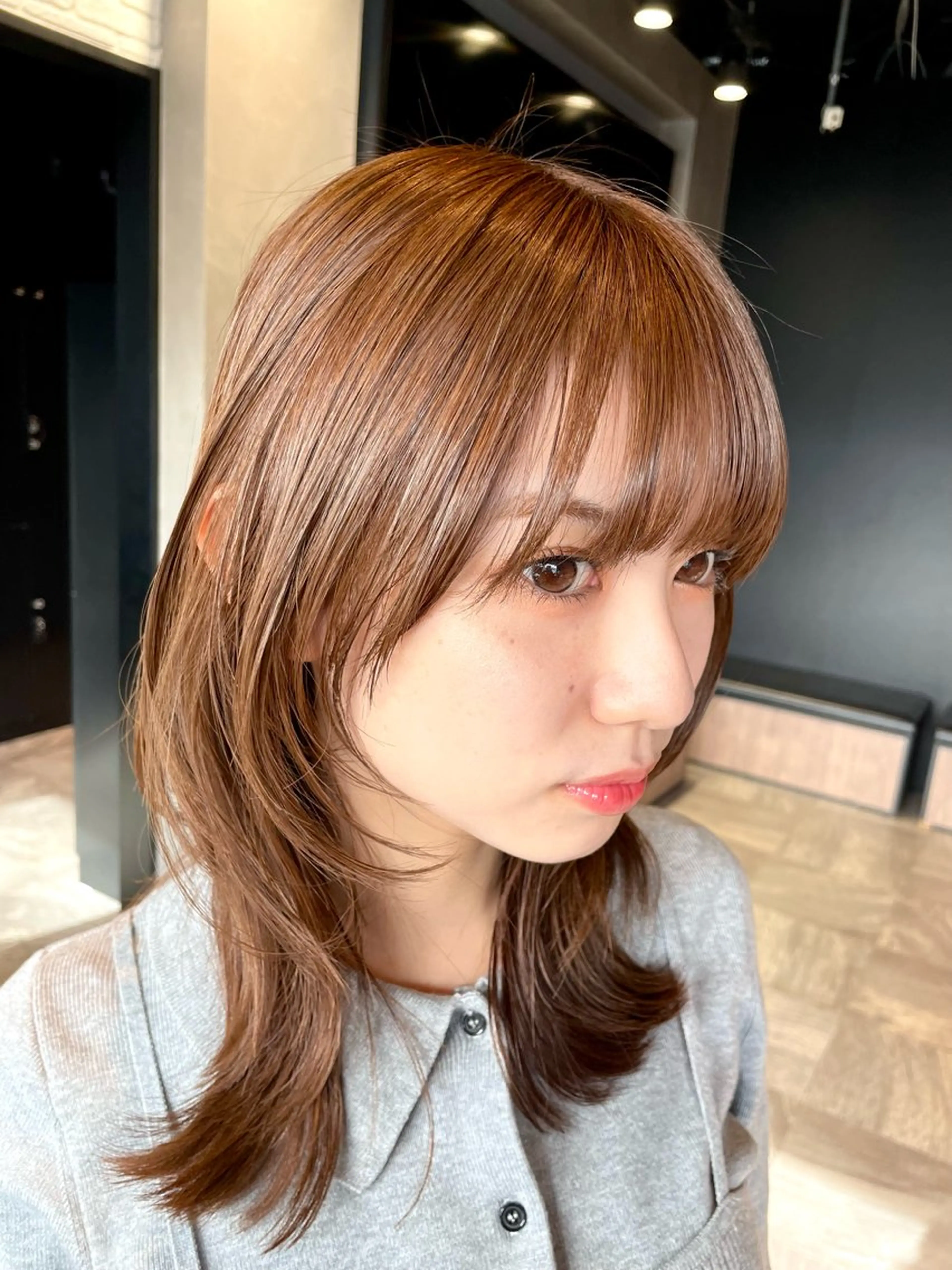 ミディアム カラー パーマ カット ヘアカラー トリートメント レイヤー/透明感/ 髪質改善🩵NANAのヘアスタイル