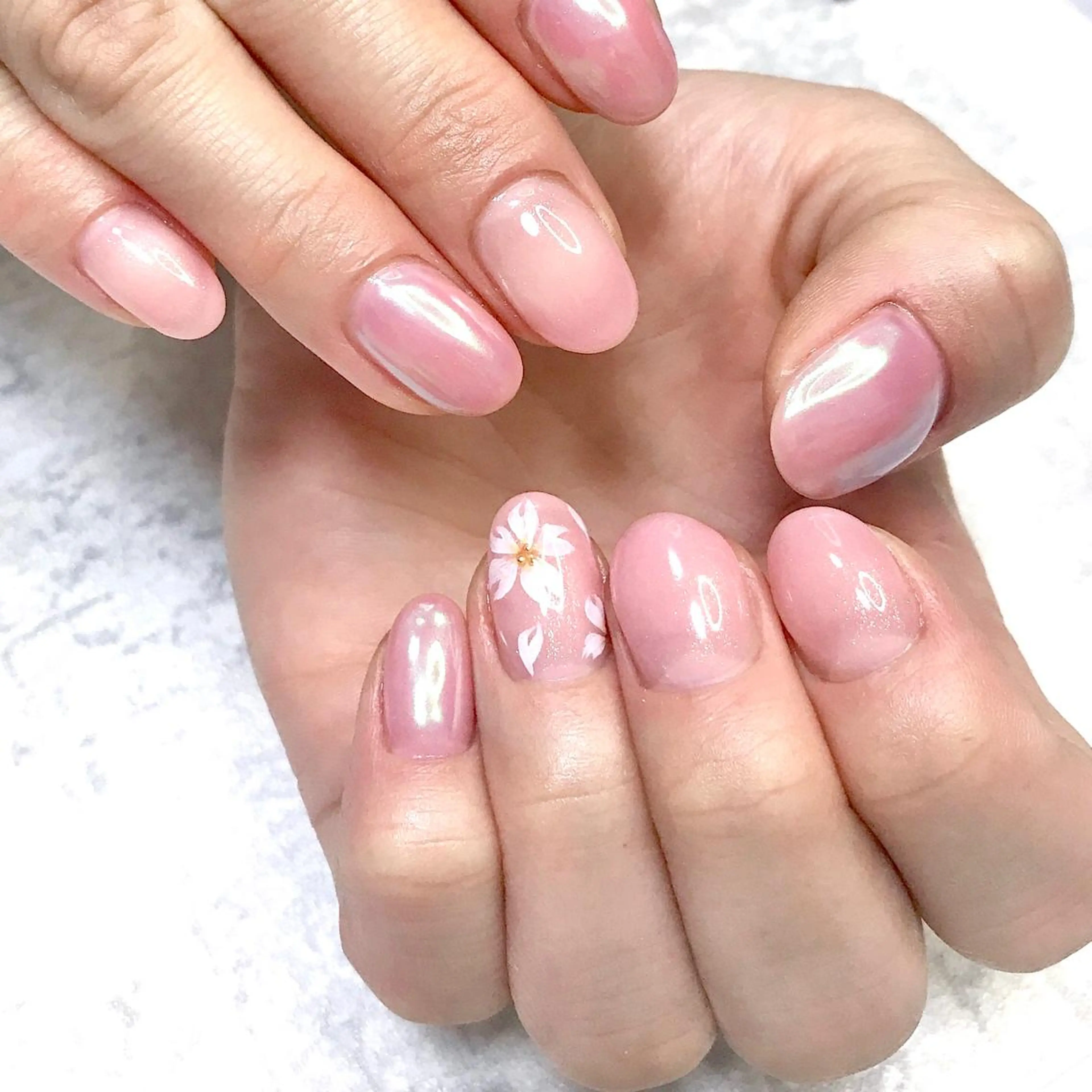 ネイル アートネイル 桜ネイル ミラーネイル オフィスネイル シンプルネイル ステラ marikominoのネイルデザイン