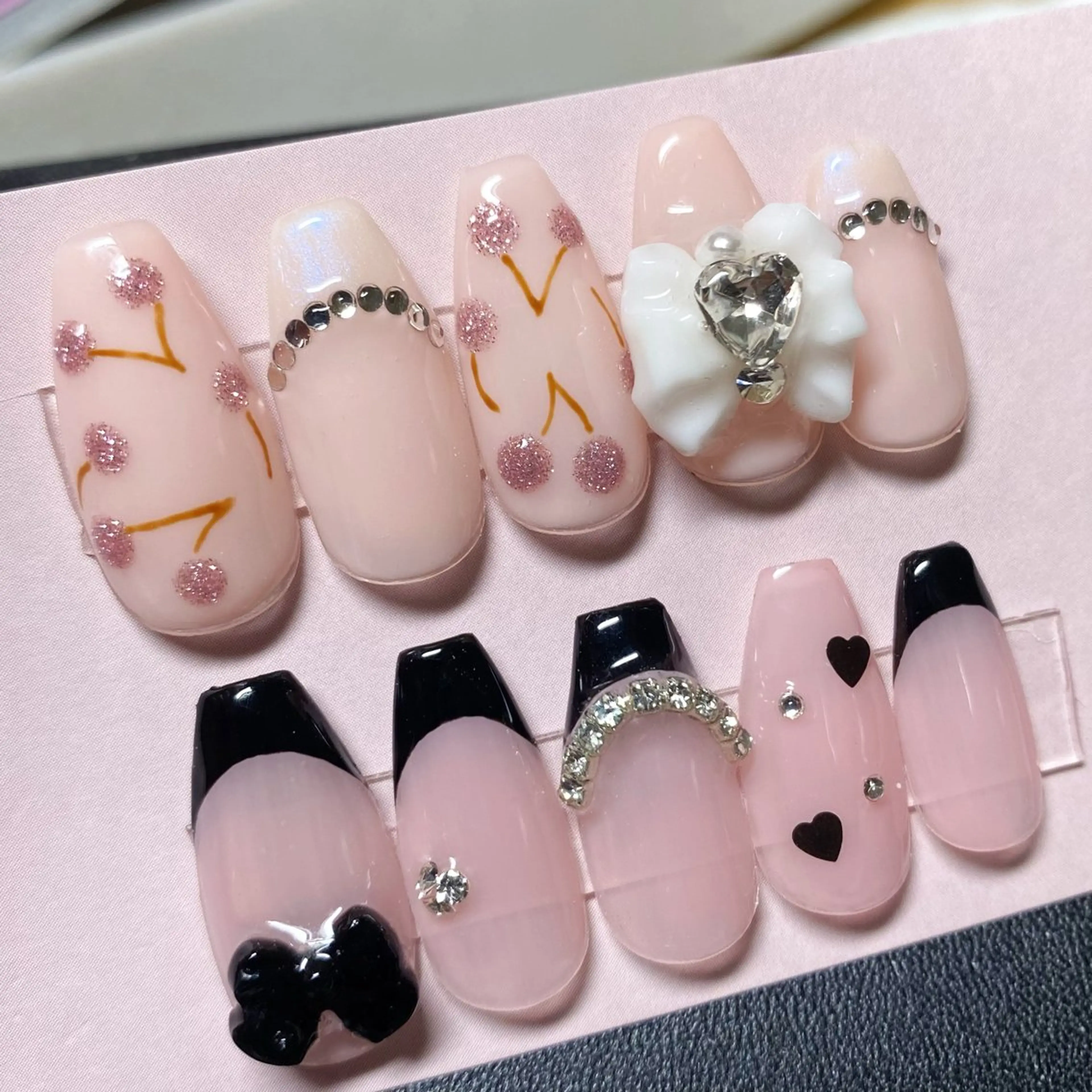 ネイル フレンチネイル ジェルネイル 韓国ネイル リボン ワンホンネイル mio nail TANIのネイルデザイン