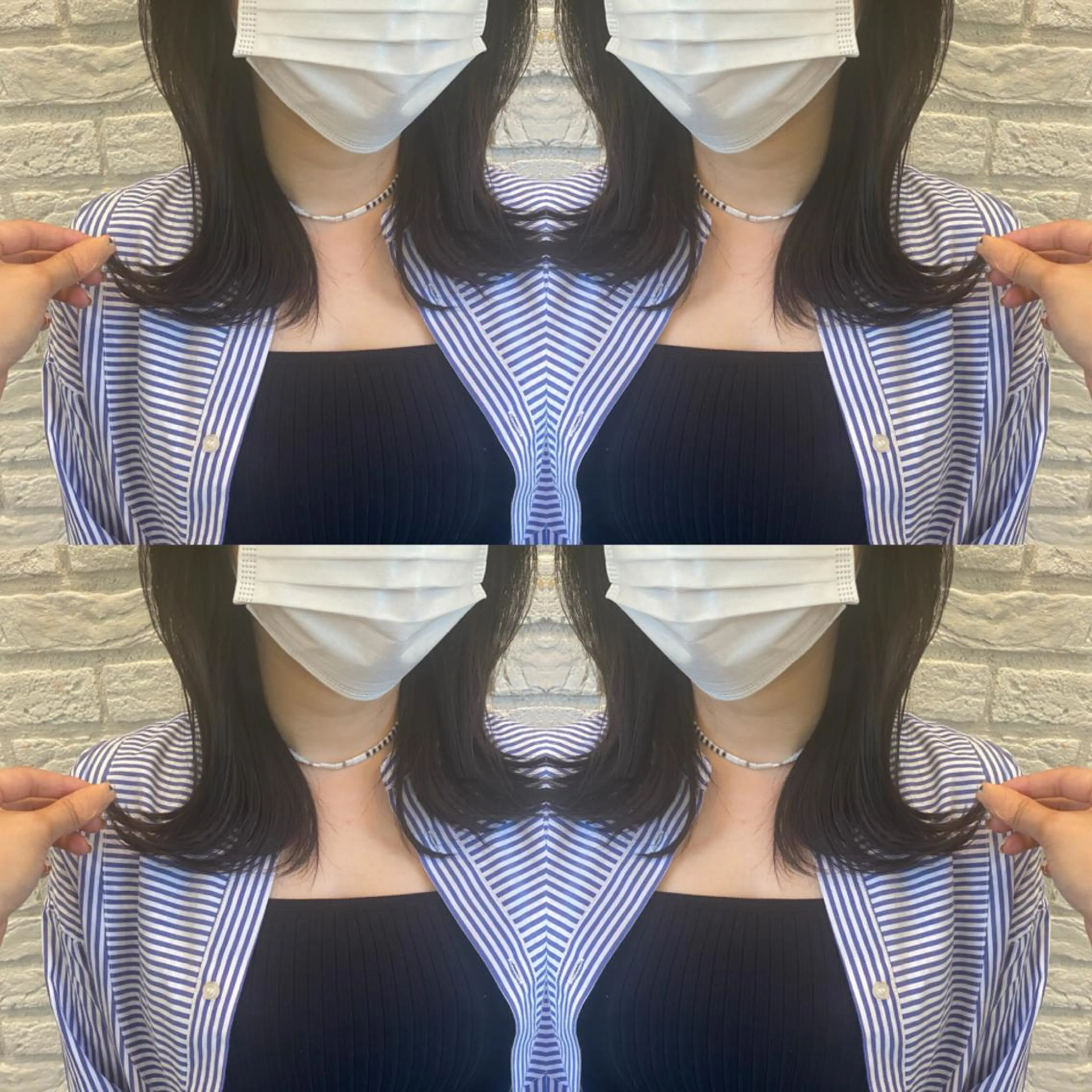 ミディアム 顔周りカット 韓国風ヘア カット ヘアカラー トリートメント ココロ☀️ CLUTCH天王寺店のヘアスタイル