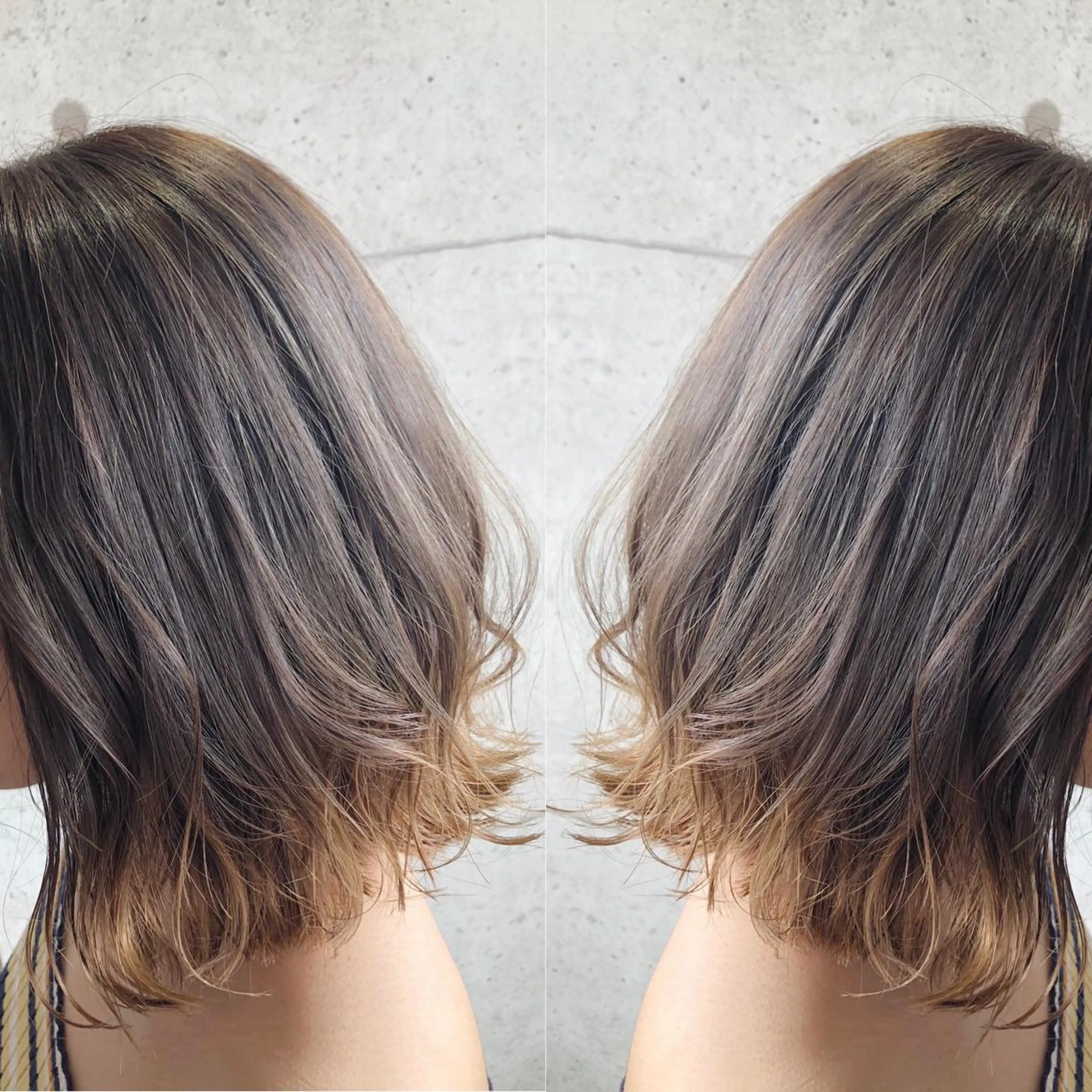 ミディアム カラー ブリーチ ハイライトカラー イルミナカラー ハイライト 福森 みずきのヘアスタイル