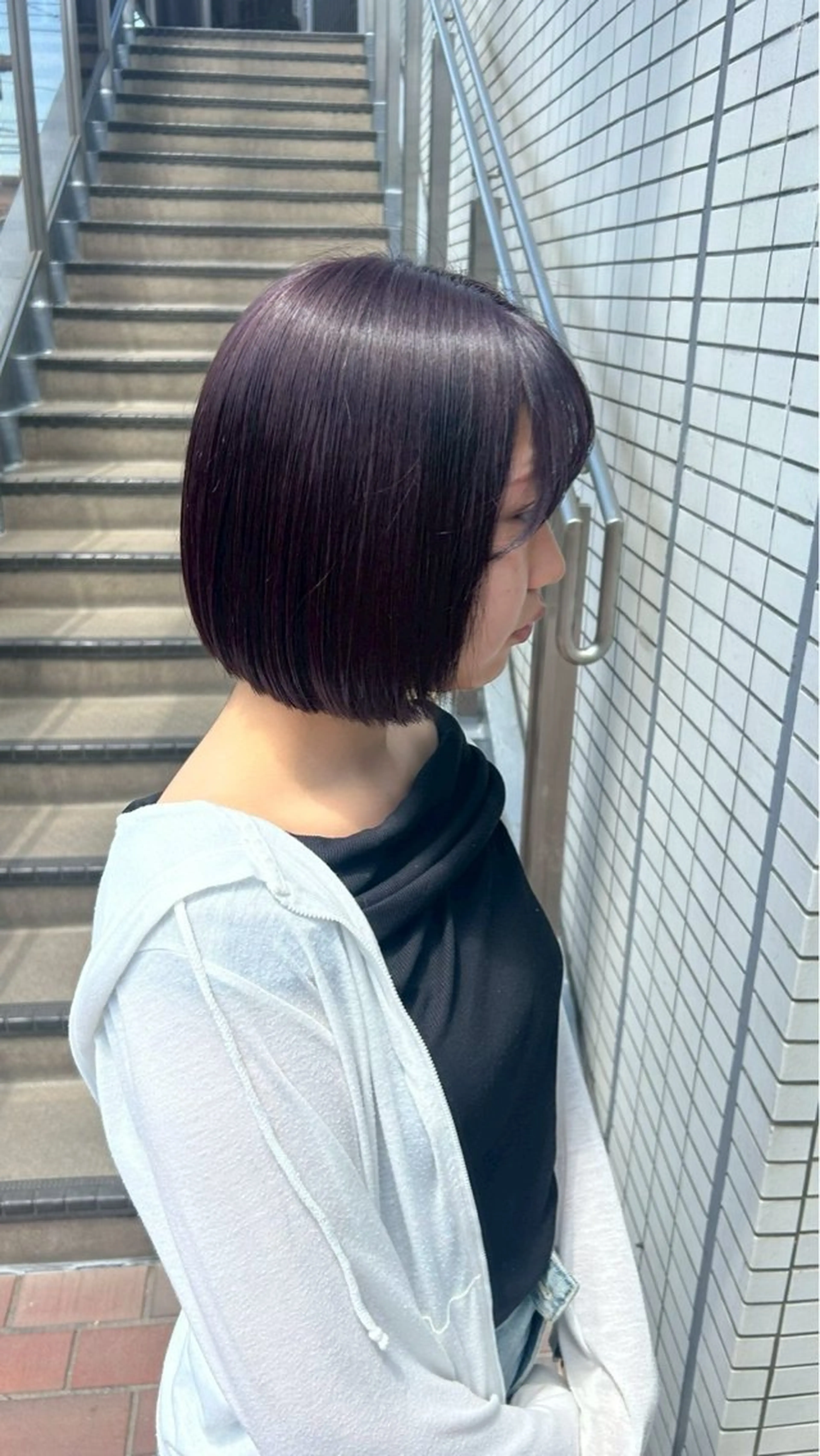 ミディアム カラー ワンレンボブ ショートボブ ベージュカラー ブリーチ ケアブリーチ ヘアカラー トリートメント 🥀ダブルカラー/ 縮毛矯正🥀ユイキのヘアスタイル