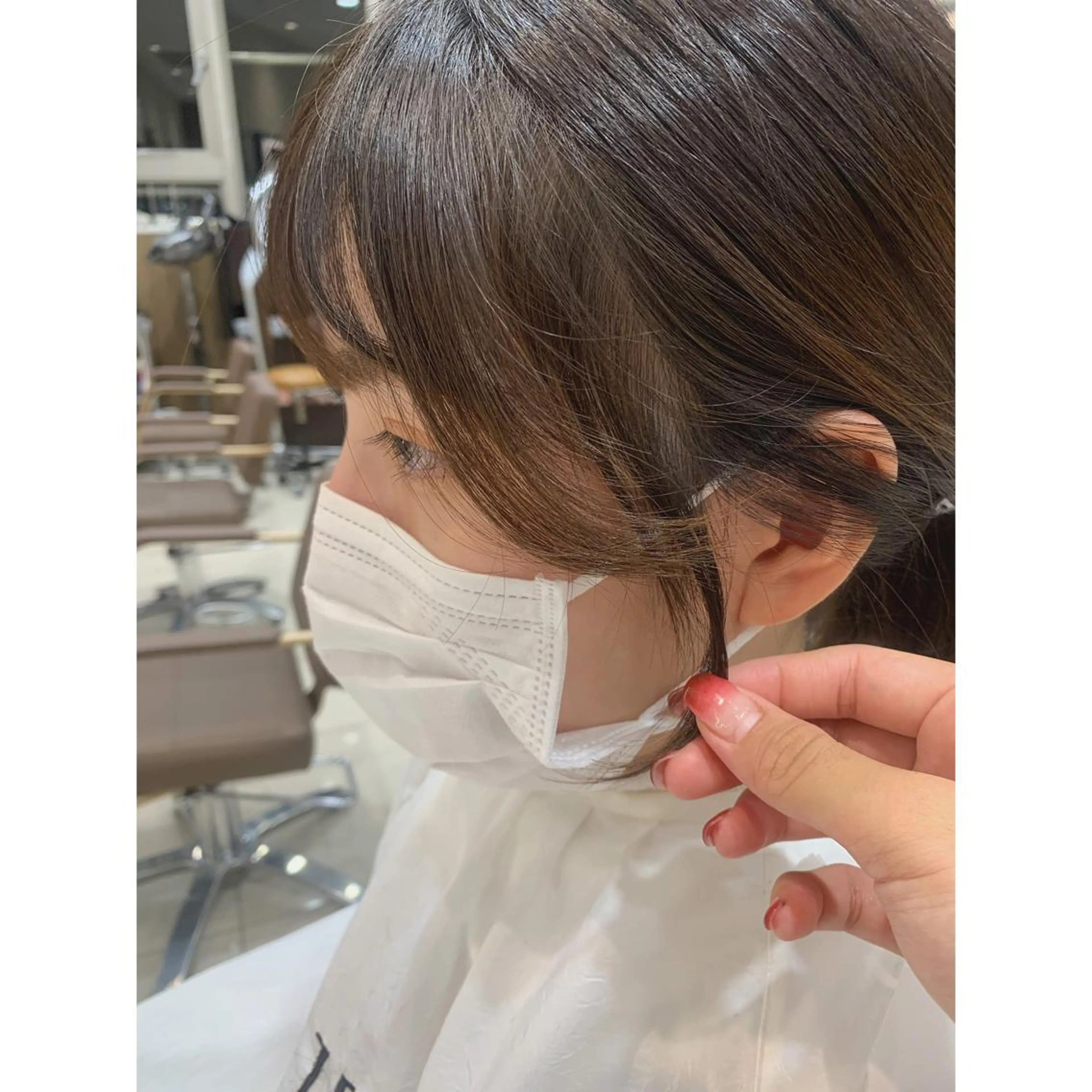 ロング 顔周りカット 韓国風ヘア カット tokute よしかわなお🍒のヘアスタイル