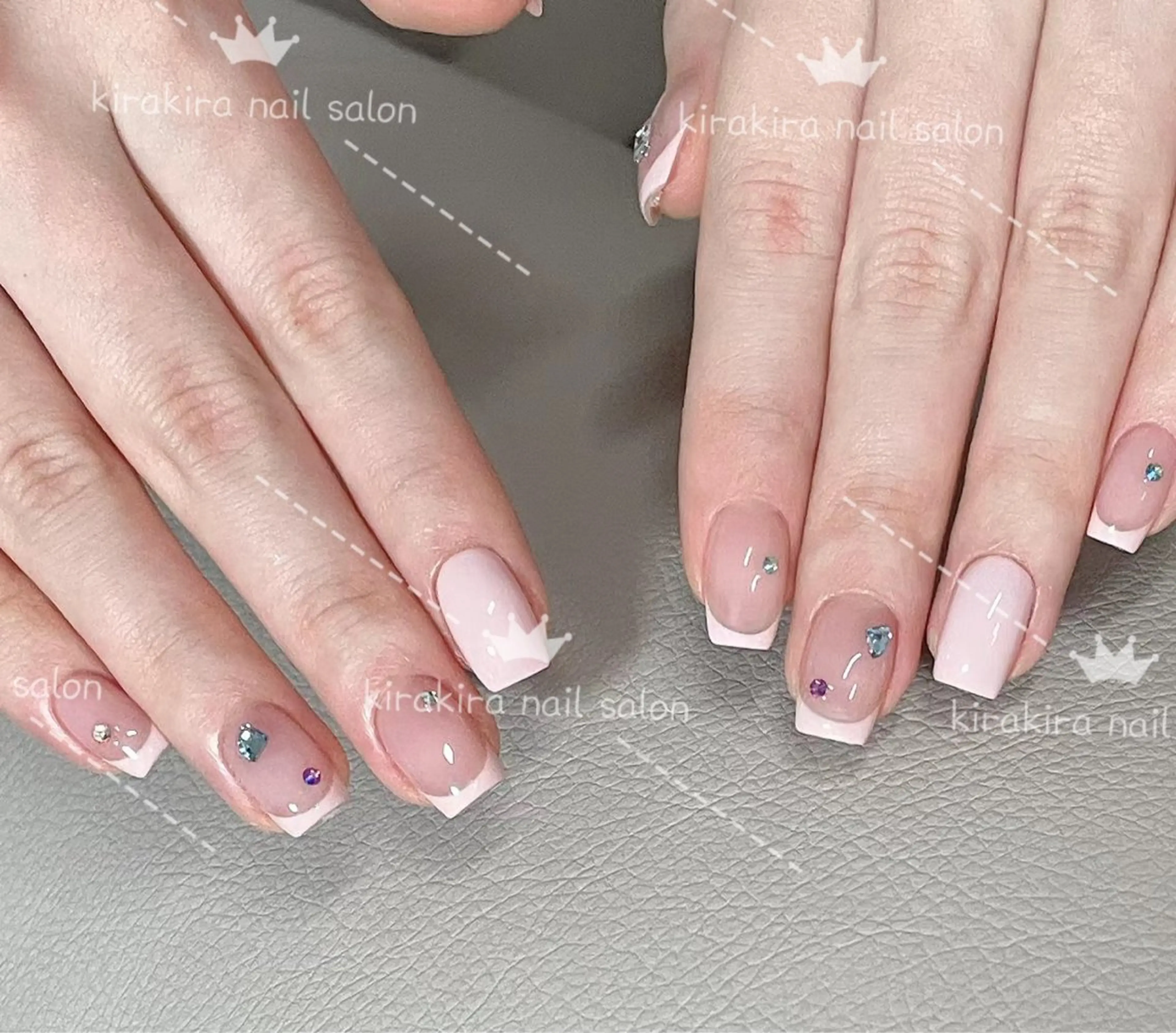ネイル フレンチネイル ストーンネイル ハンドネイル Kirakira Nail salonのネイルデザイン