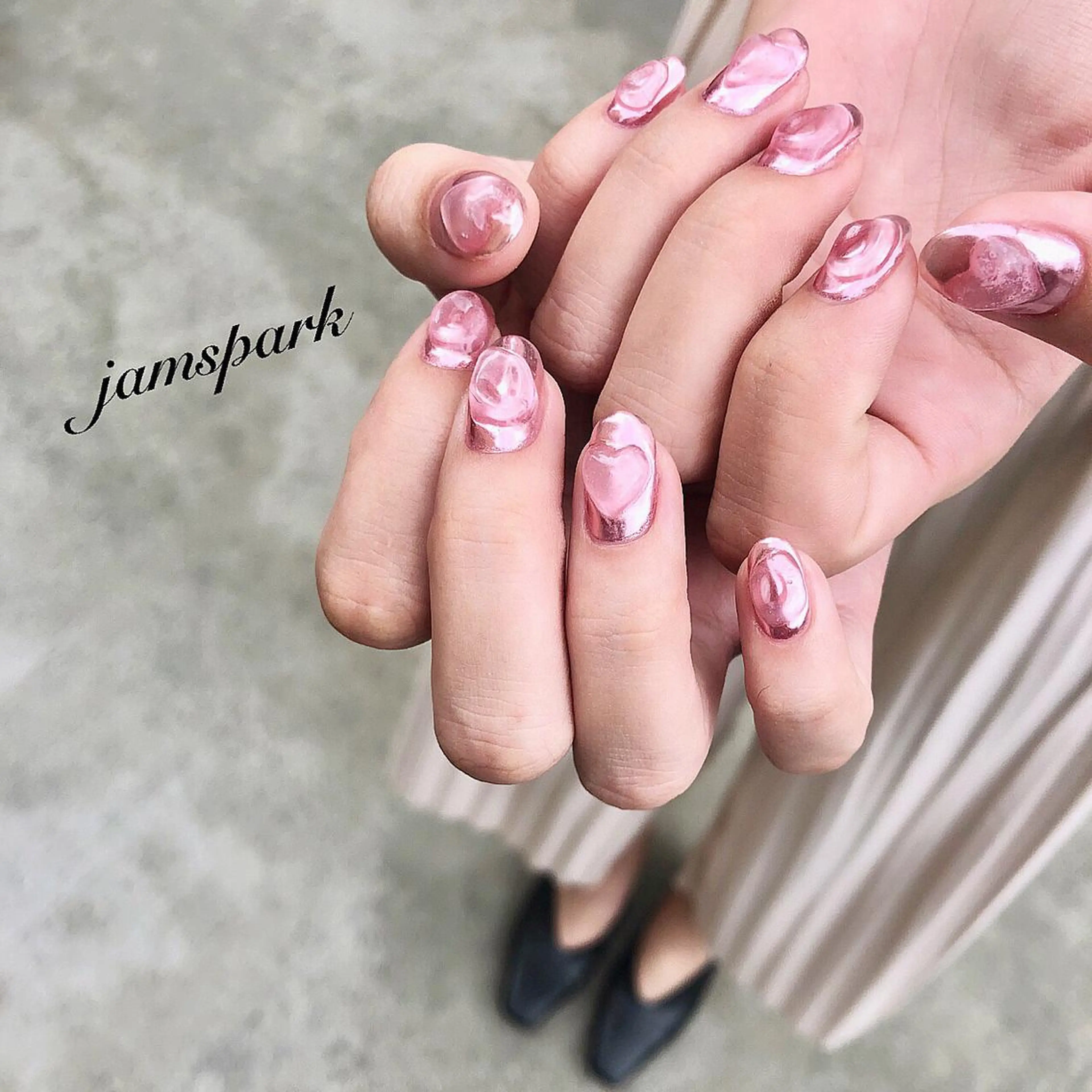 ネイル 成人式 ミラーネイル 春ネイル ハンドネイル jamspark ✨のネイルデザイン