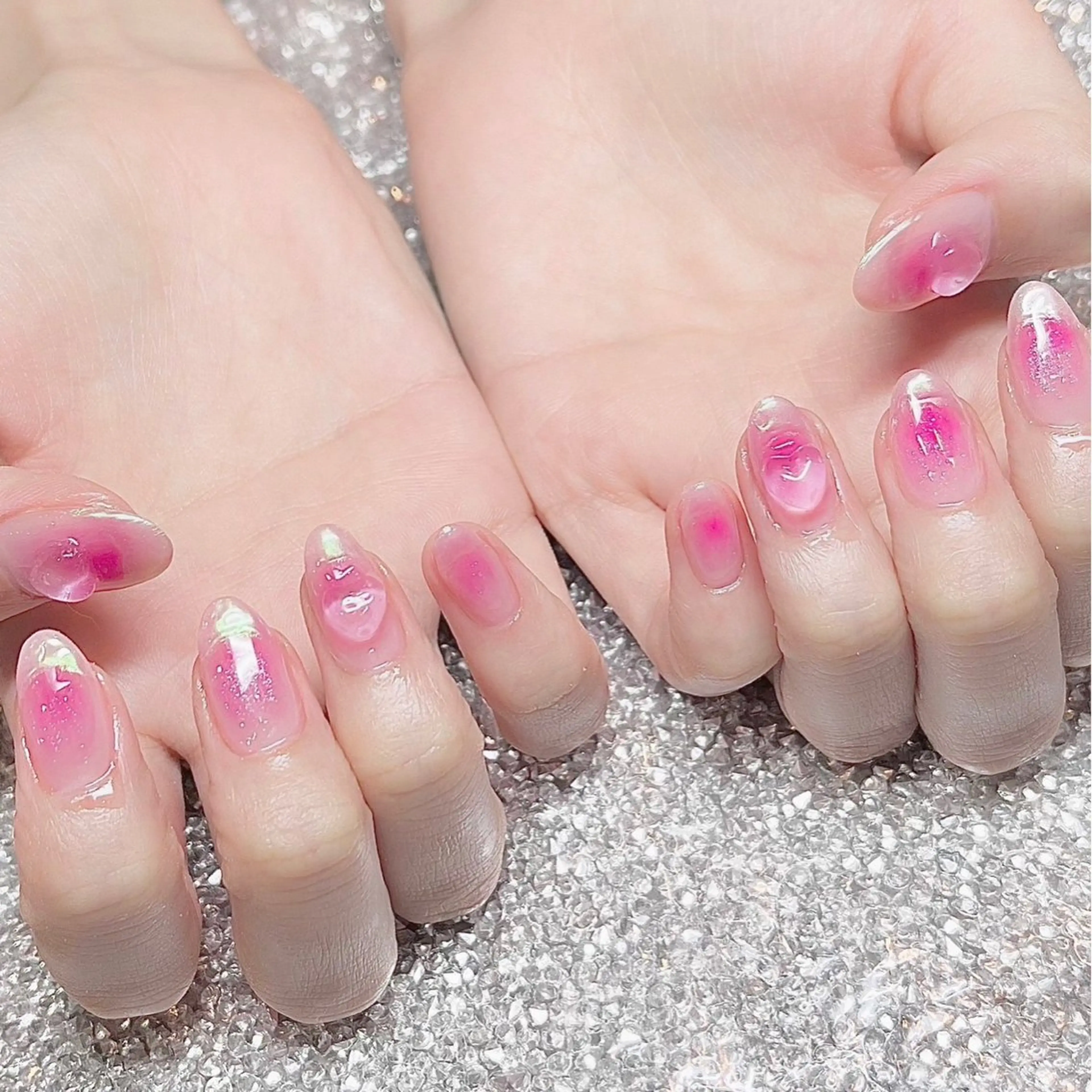 ネイル チークネイル 氷ネイル・うるうるネイル ハンドネイル MyFairLady ゆかのネイルデザイン