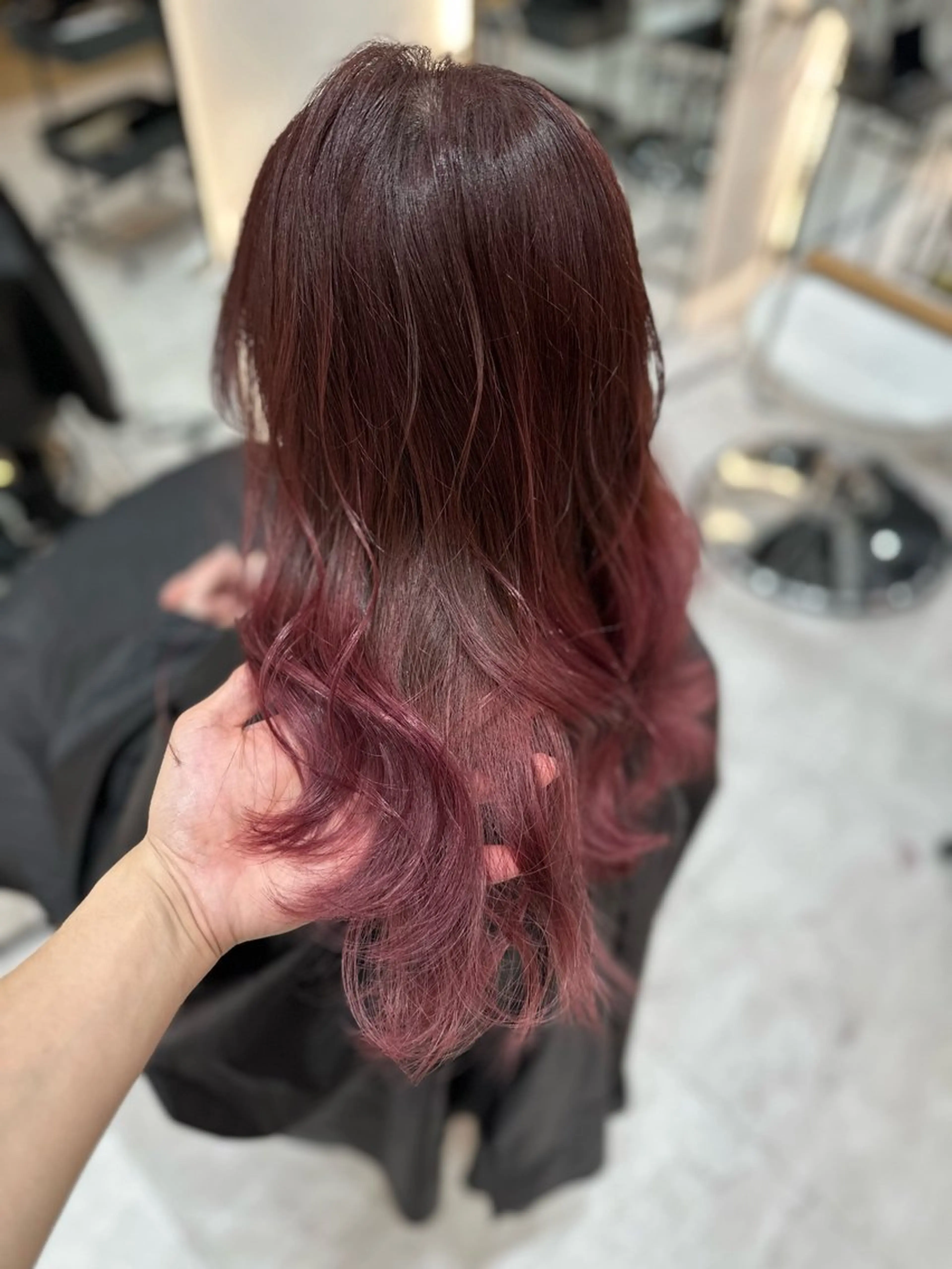 ロング カラー 赤み消し/オリーブ カーキ/福田れんのヘアスタイル