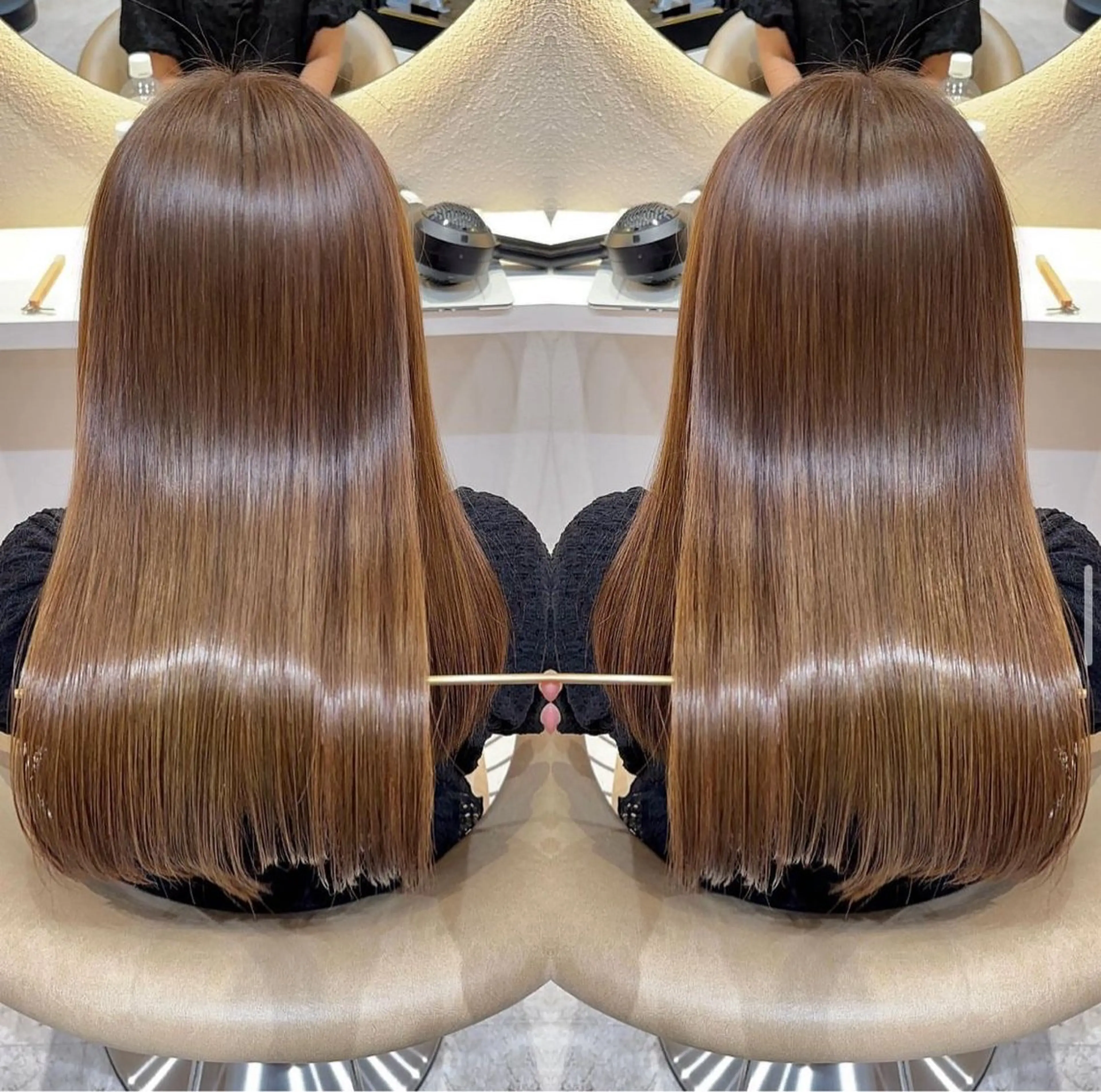 セミロング カット ヘアカラー 縮毛矯正 トリートメント 韓国レイヤー/髪質 改善/縮毛🤍吉田のヘアスタイル