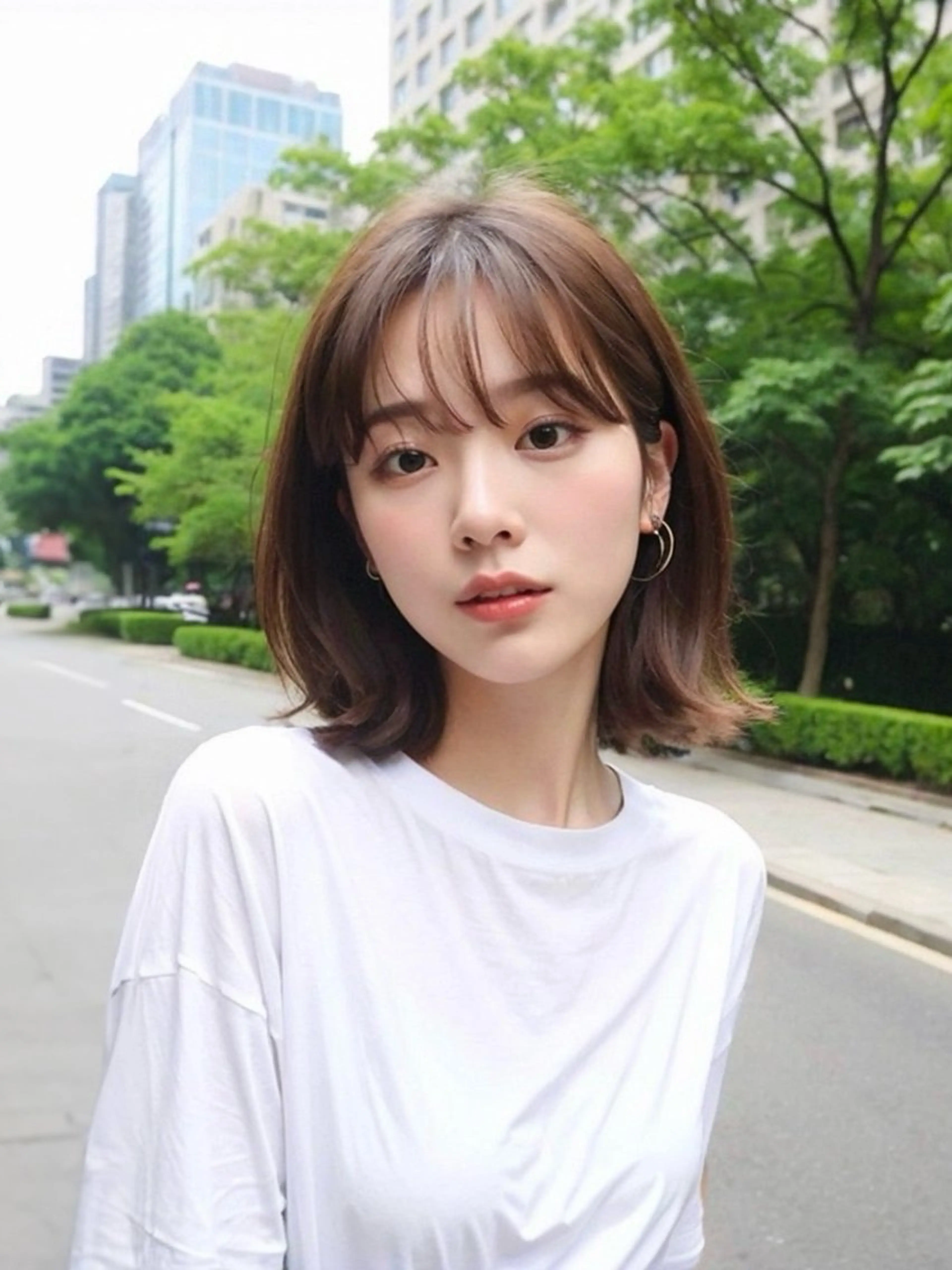 ミディアム カラー ミディアムレイヤー グレージュ レイヤーカット カット ヘアカラー トリートメント LOVESTOIKE 堂本のヘアスタイル