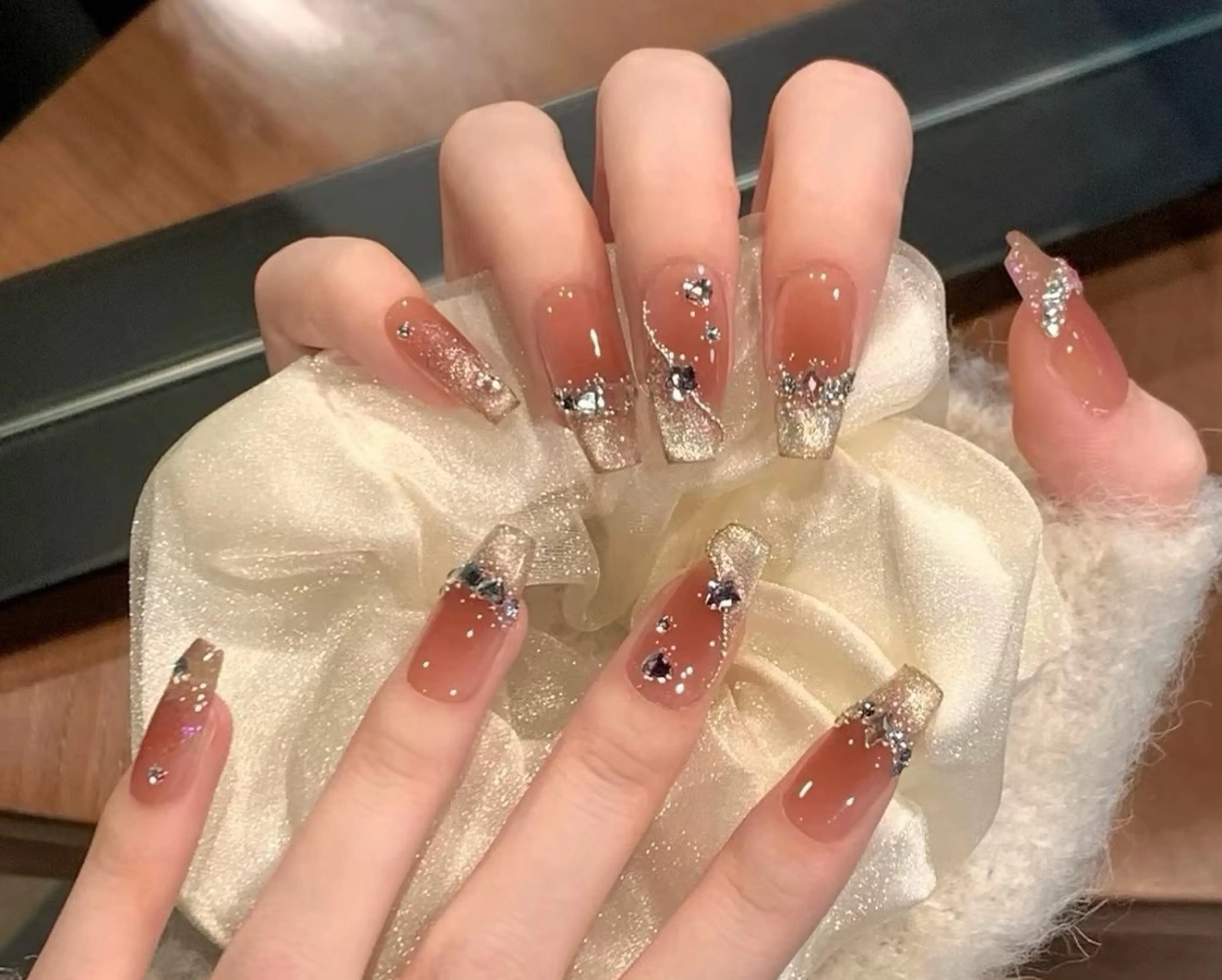 ネイル チークネイル 長さ出し フレンチネイル ガーリー 韓国ネイル sun nail池袋 モデル募集のネイルデザイン