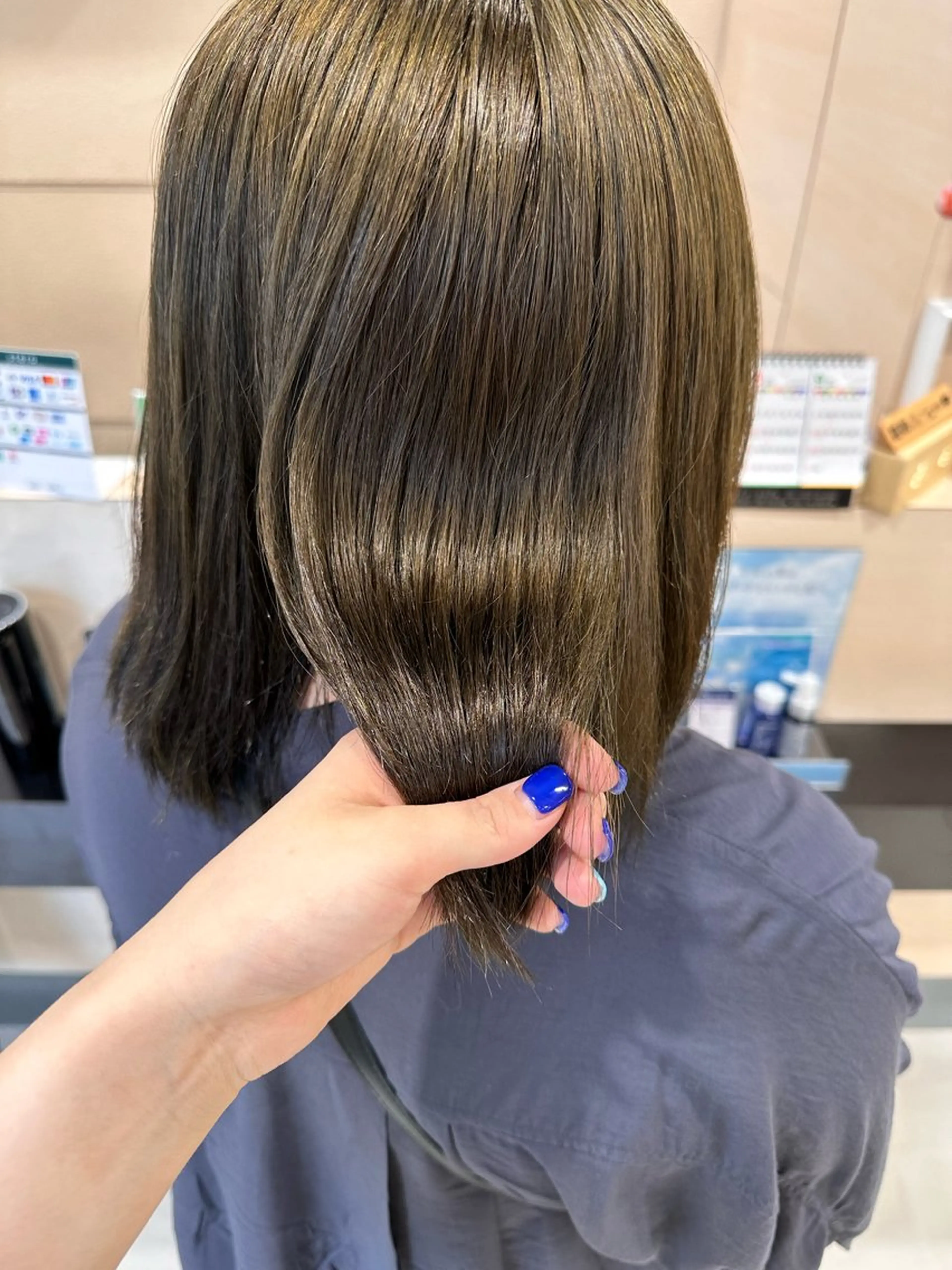 ミディアム カラー ヘアカラー クロスパーマ/うる艶 カラー/Kurumiのヘアスタイル