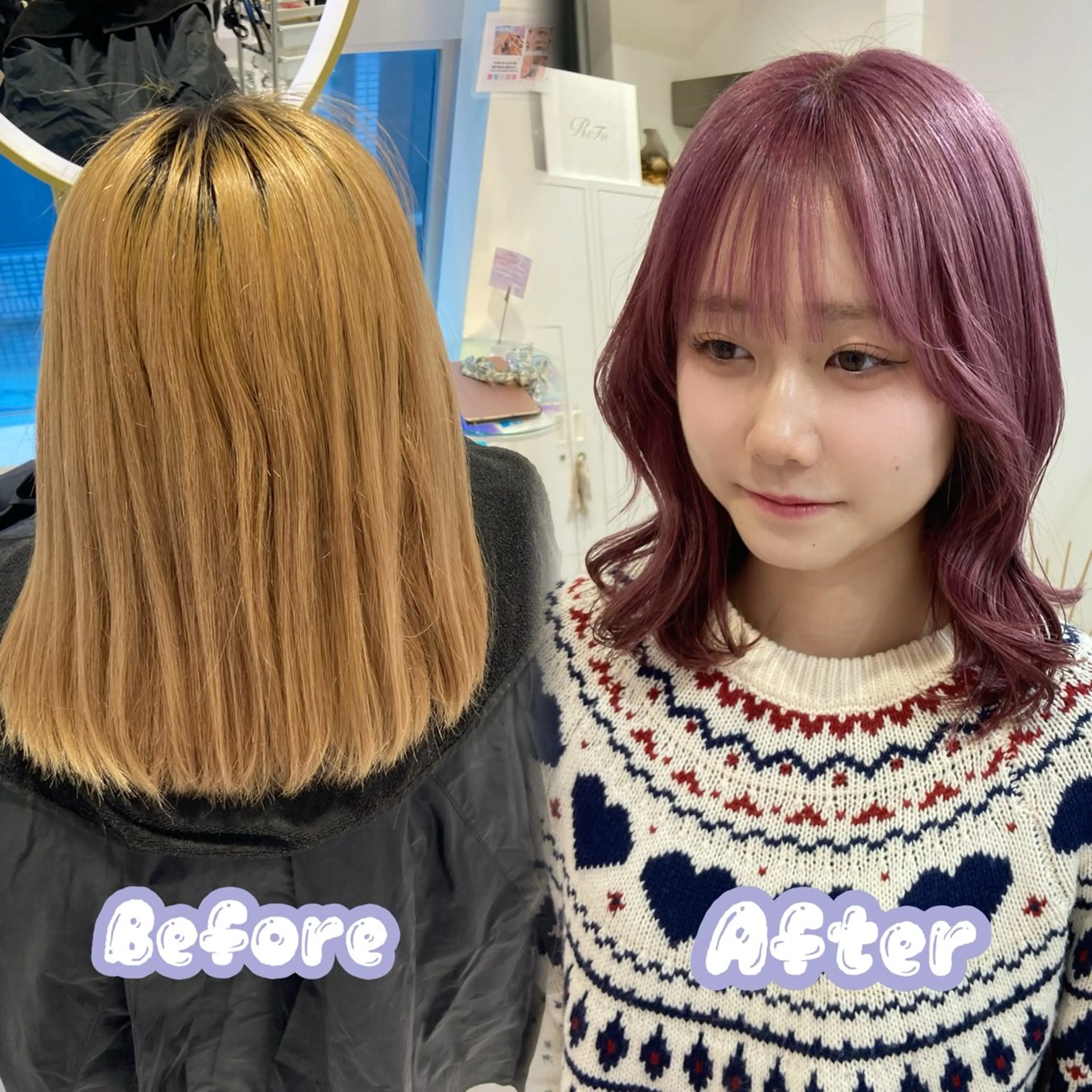 ショート カラー ブリーチ ピンクカラー バイオレットカラー カット ヘアカラー 名駅/ハイトーン /Y2k/YUNAのヘアスタイル