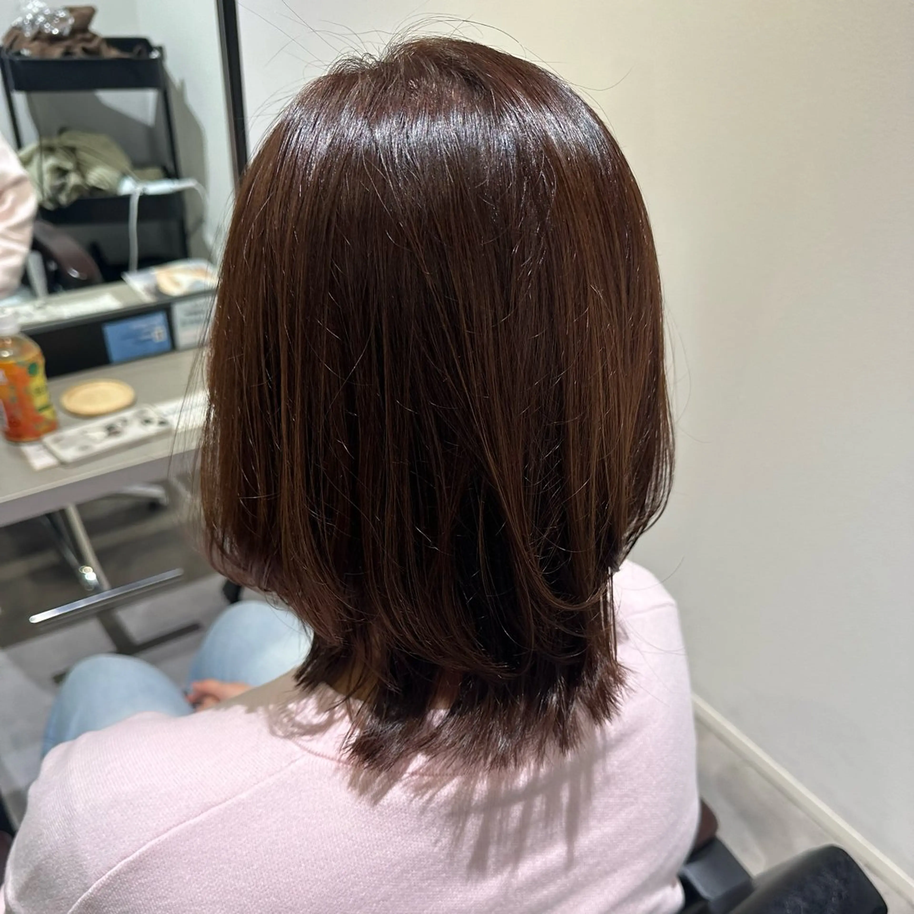 ミディアム カラー カット ヘアカラー トリートメント 岩本みるか/ 暖色カラー/ベージュのヘアスタイル