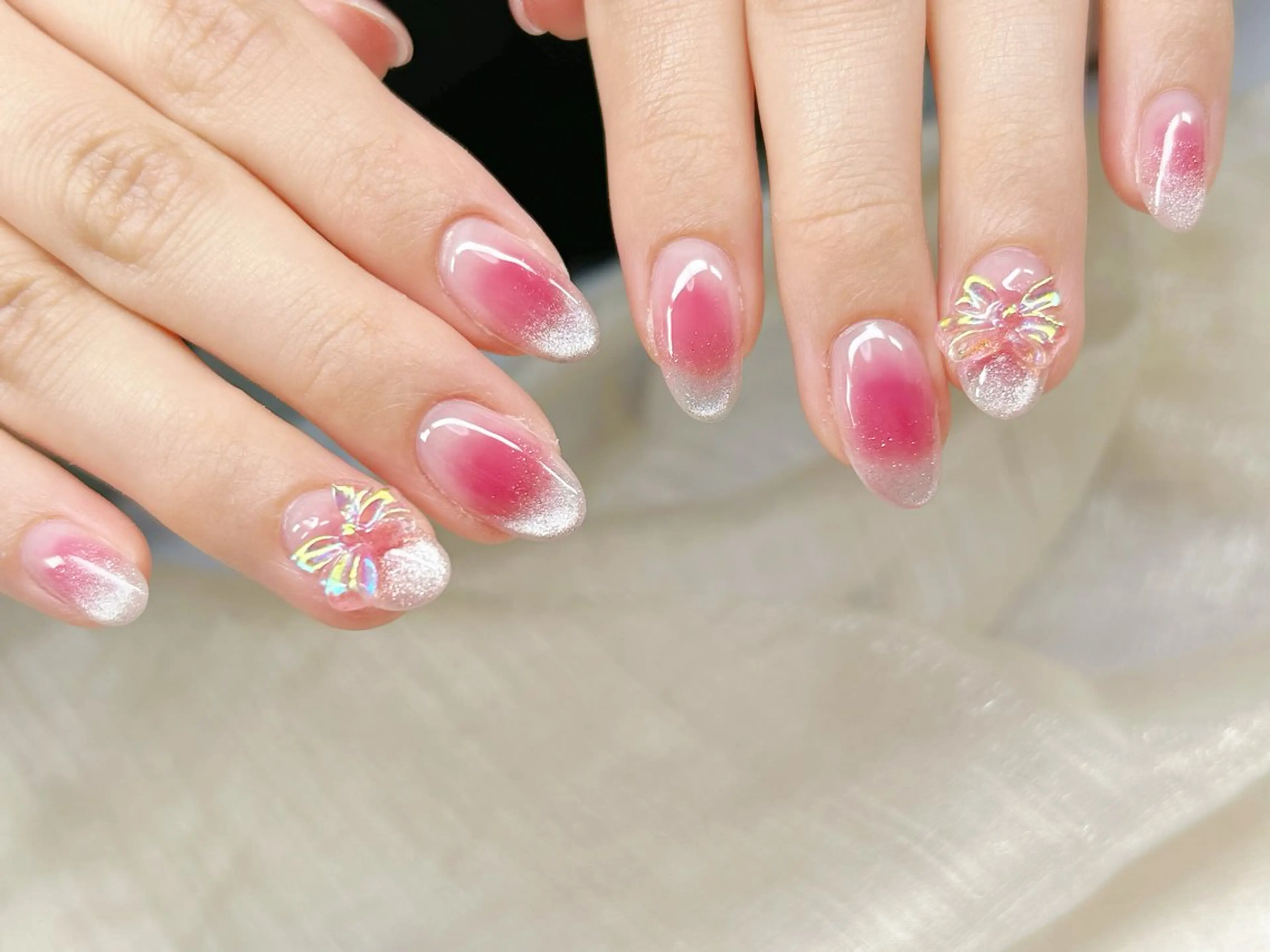 ネイル アートネイル チークネイル 成人式 入学式 長さ出し ハンドネイル Lino Nailのネイルデザイン