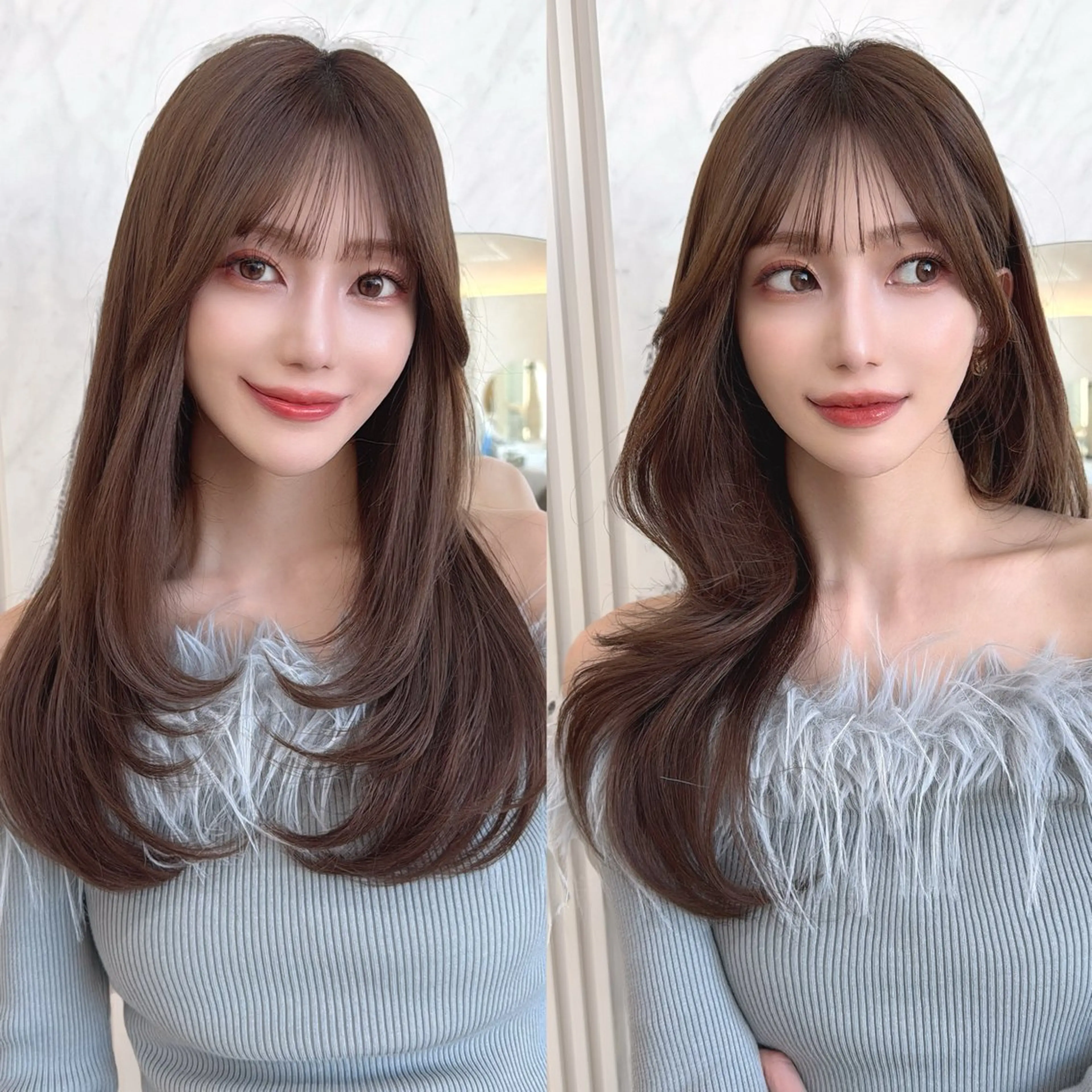 セミロング カット ヘアカラー トリートメント レイヤーカット/ 顔まわり/アオイのヘアスタイル