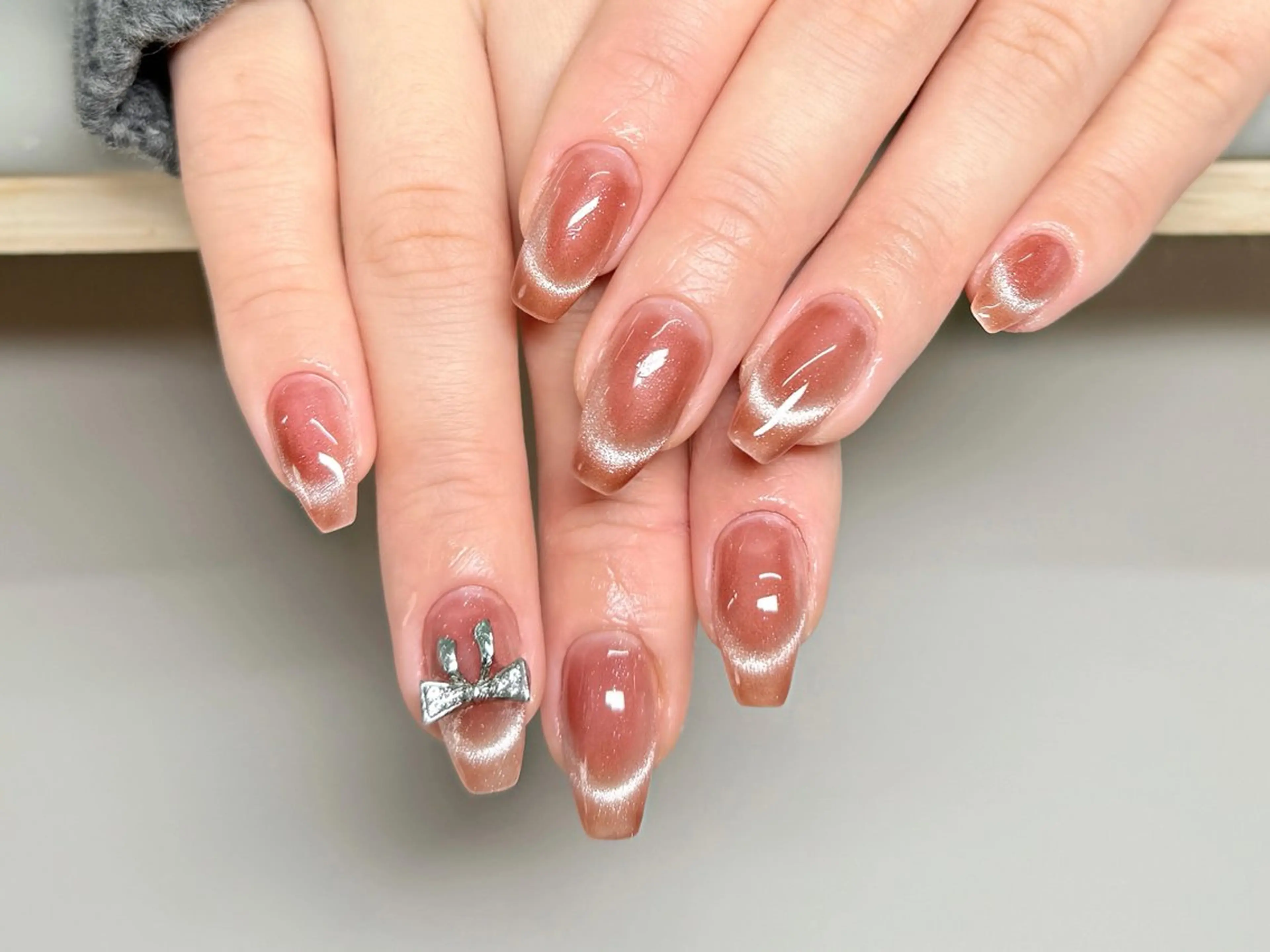 ネイル オーロラネイル チークネイル 長さ出し フットネイル フレンチネイル ハンドネイル J&C Nail Salon吉祥寺所属・YU KIのネイルデザイン