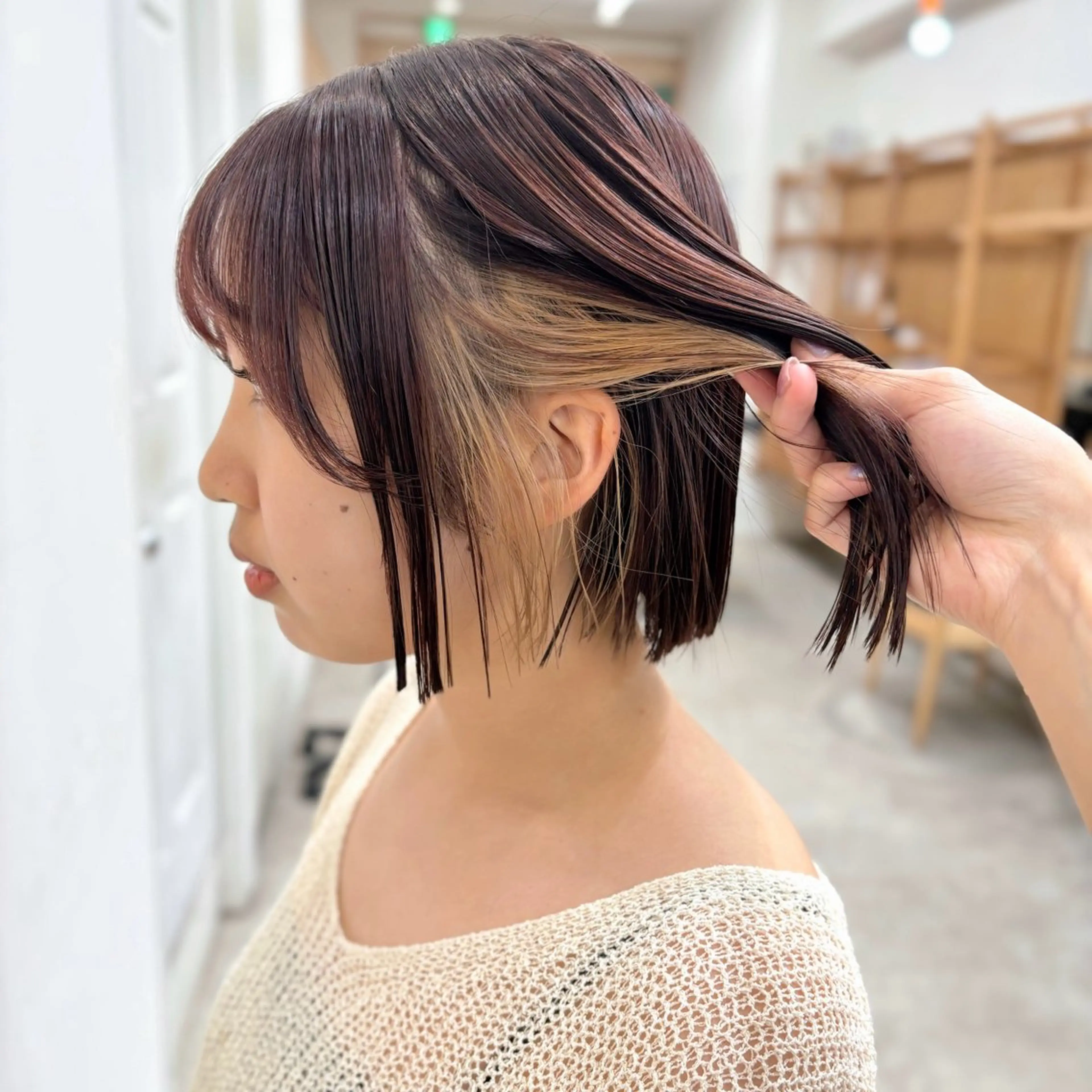 ショート カラー ヘアアレンジ ベージュカラー ブラウンカラー ピンクカラー ピンクブラウン Apero【アペロ】所属・パーマ/暖色/ボブ イワタテ🇰🇷のヘアスタイル