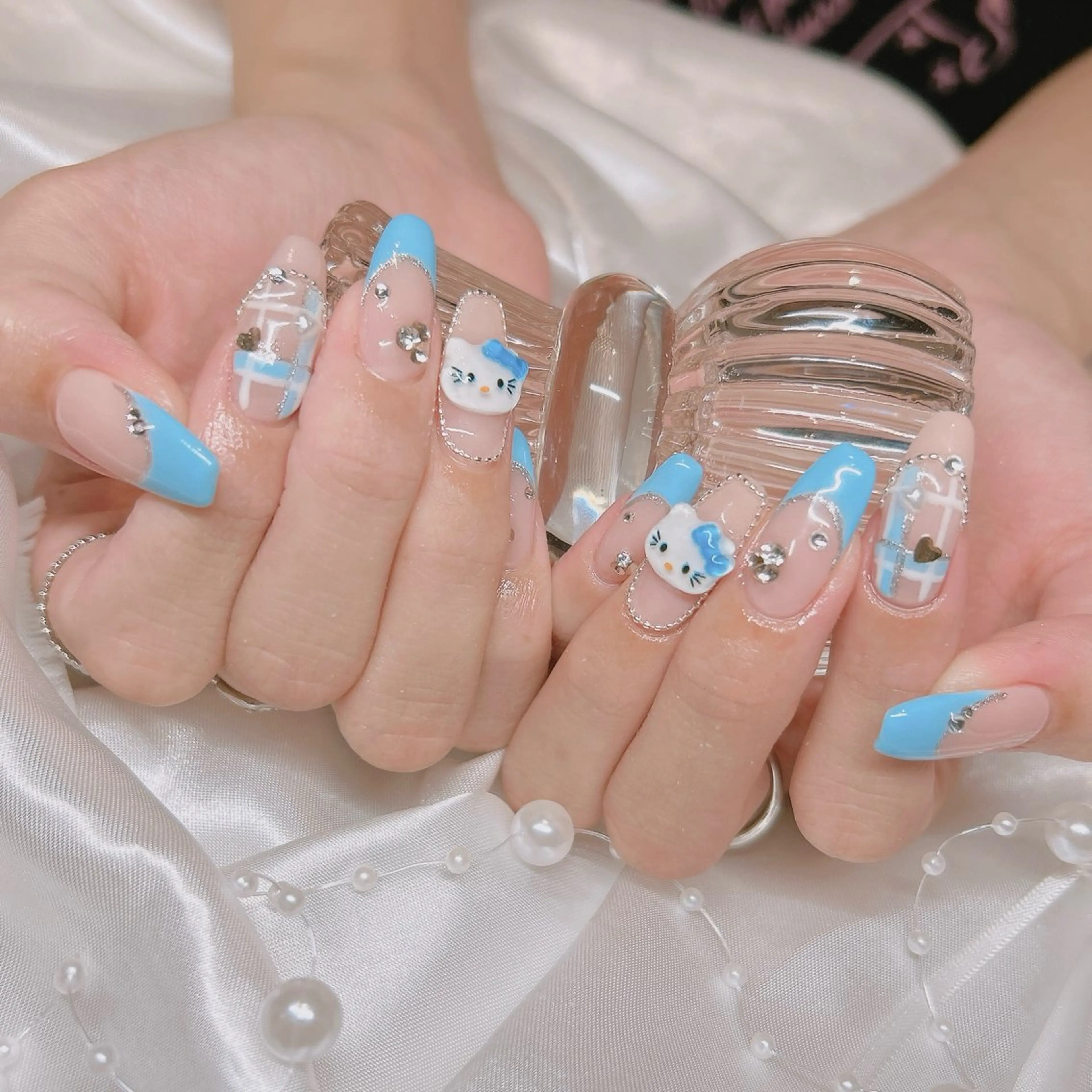 ネイル 水色 ハンドネイル junna のぞいてねのネイルデザイン