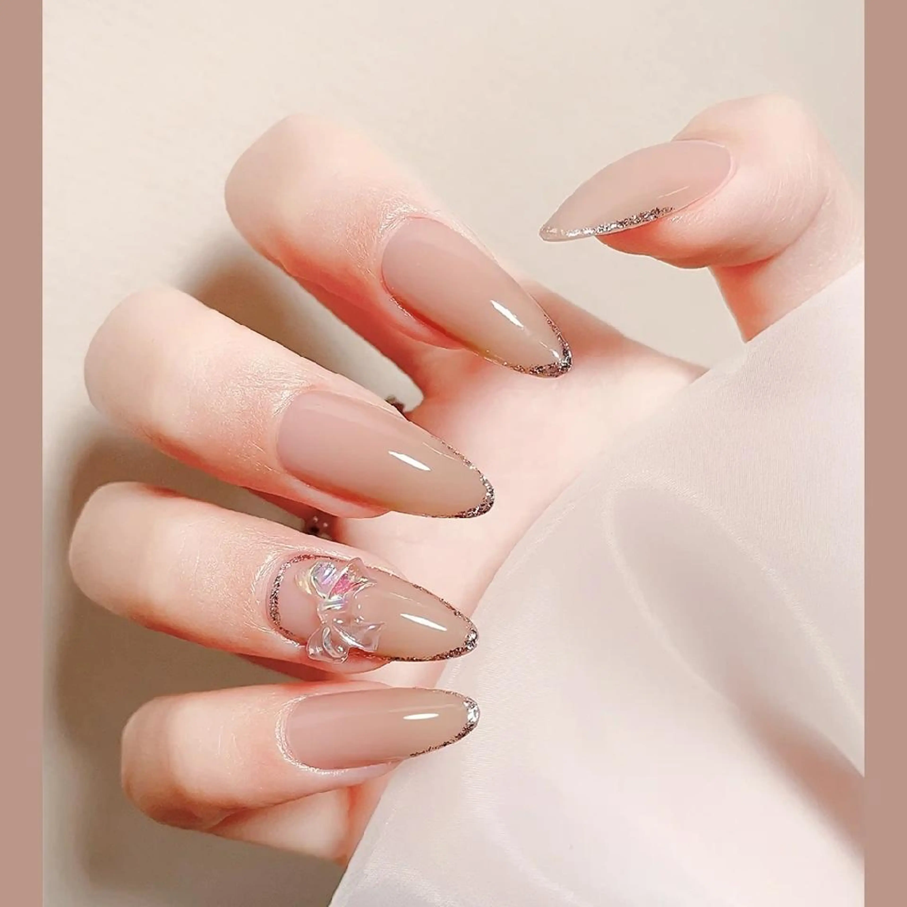 ネイル ハンドネイル ネイリストゆか💅 長さだし、深爪矯正のネイルデザイン