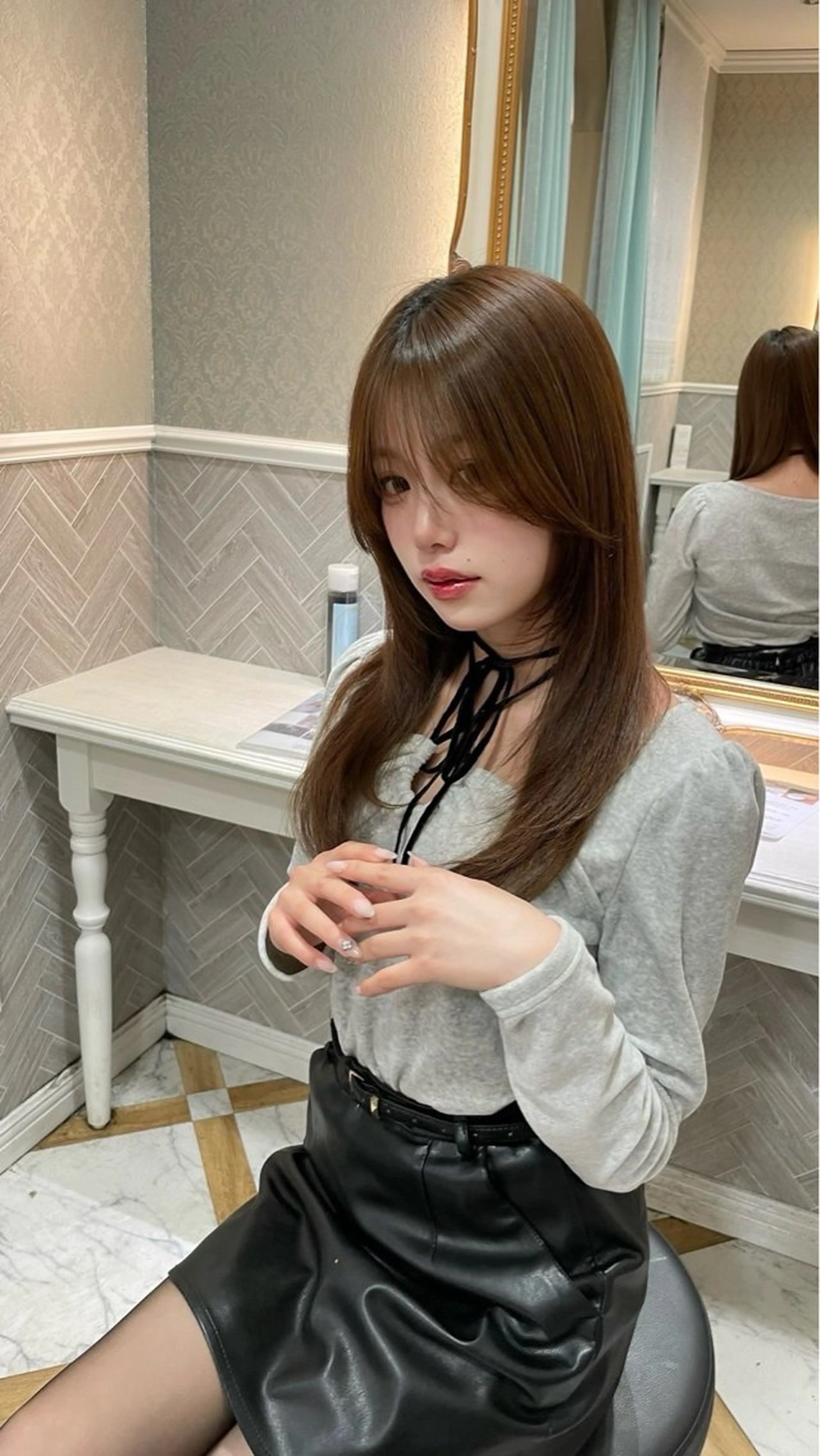 ロング 髪質改善 韓国風ヘア レイヤーカット 縮毛矯正 カット ヘアカラー 縮毛矯正 トリートメント 美髪縮毛矯正🤍 髪質改善/Shinaのヘアスタイル