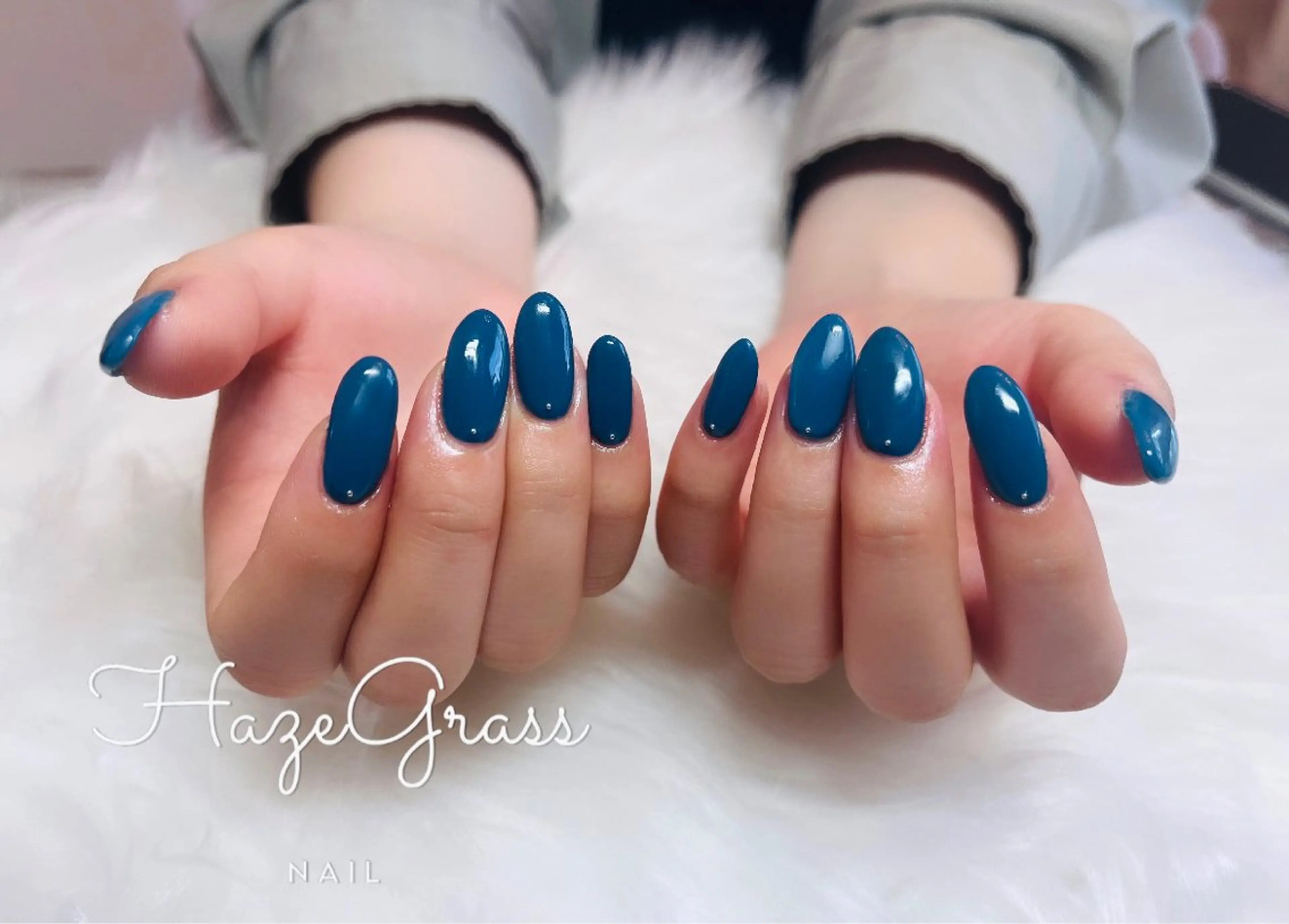 ネイル ブルー ワンカラーネイル ハンドネイル HazeGrass NAILのネイルデザイン