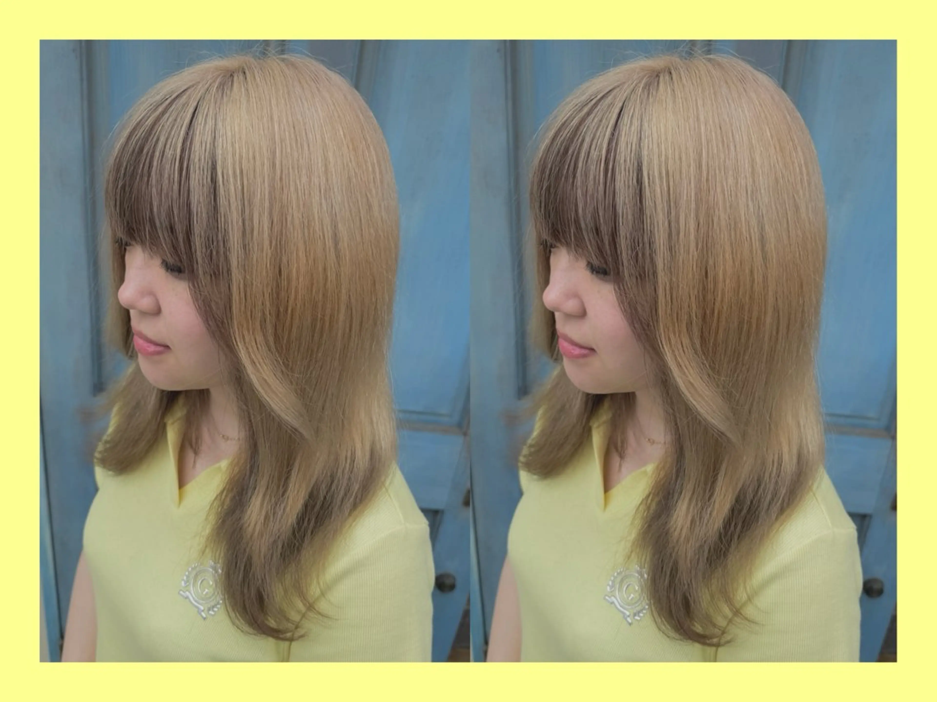 セミロング カラー ミストバング  フェイスフレーミング ヘアカラー トリートメント ヘッドスパ 髪質改善/ハイトーン /茅ヶ崎/YUKAのヘアスタイル