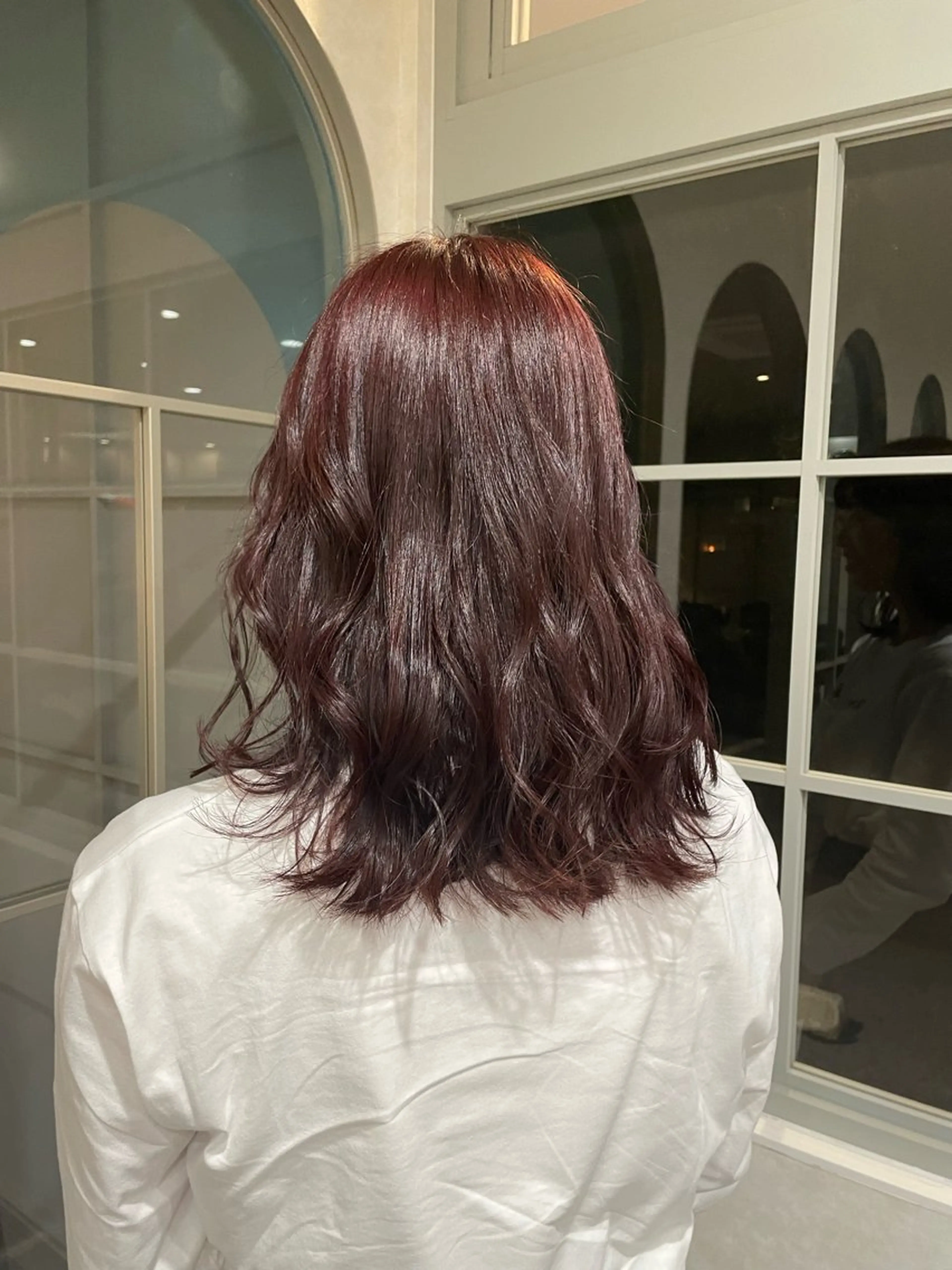 ミディアム カラー ブリーチ ダブルカラー ブリーチなしカラー レッドカラー ヘアカラー Then所属・mana/ハイトーン /ヘアアレンジ🎀のヘアスタイル