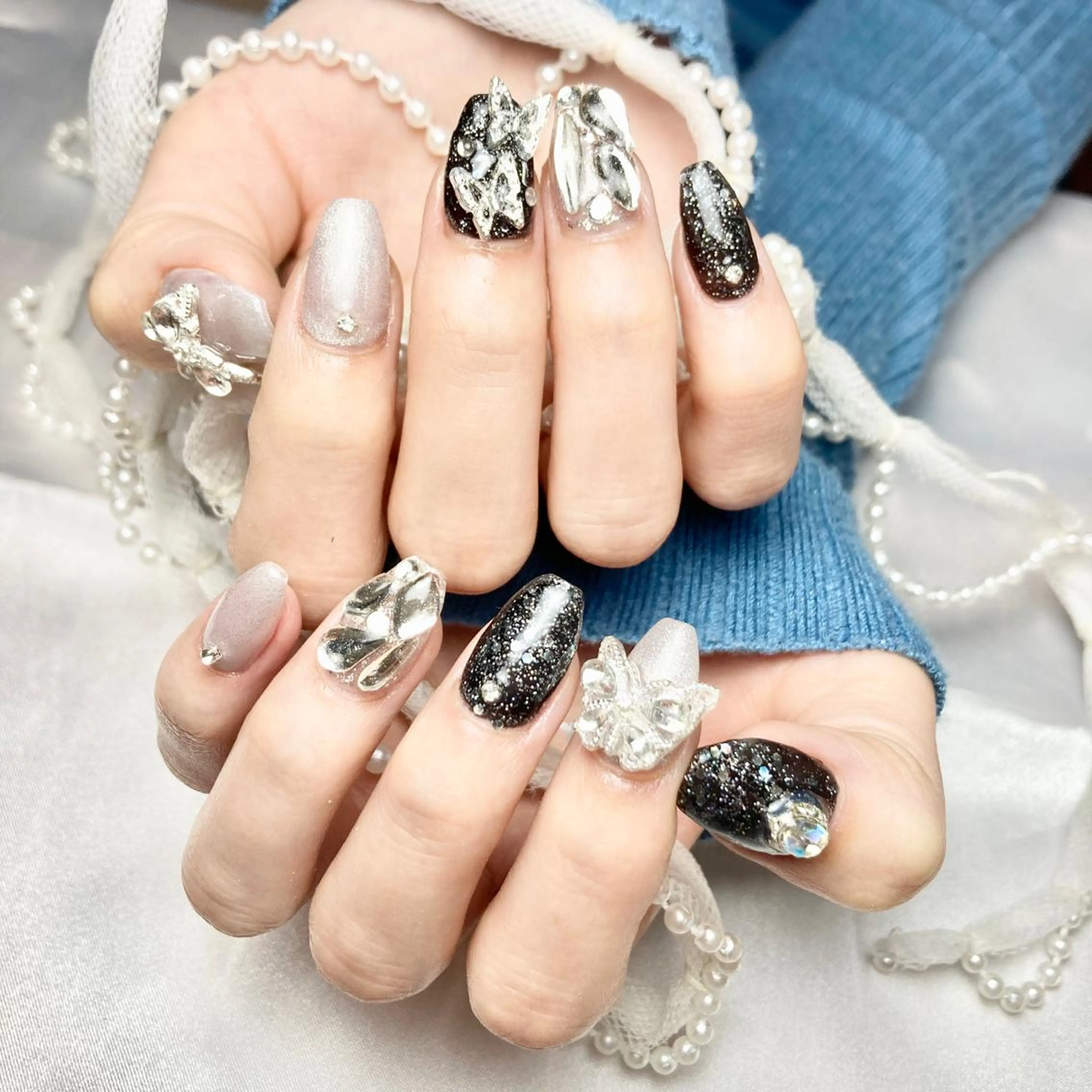 ネイル アートネイル オーロラネイル クリアネイル フラワーネイル フレンチネイル ハンドネイル 韓国ネイル/新大久保 /駅近 【Toko】のネイルデザイン