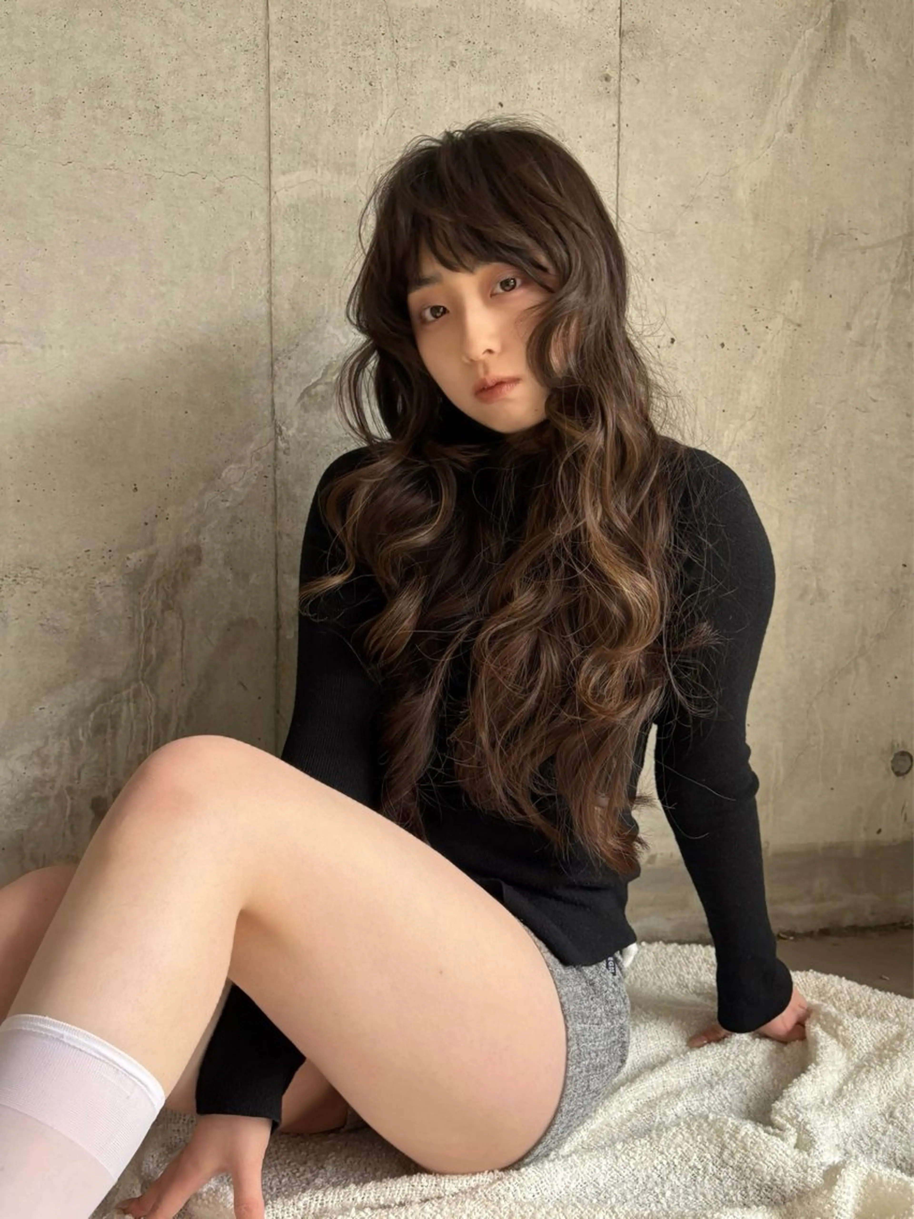 セミロング カラー 顔まわりレイヤー 韓国風ヘア レイヤーカット カット ヘアカラー トリートメント 顔まわりカット/ ボブ/atsumiのヘアスタイル