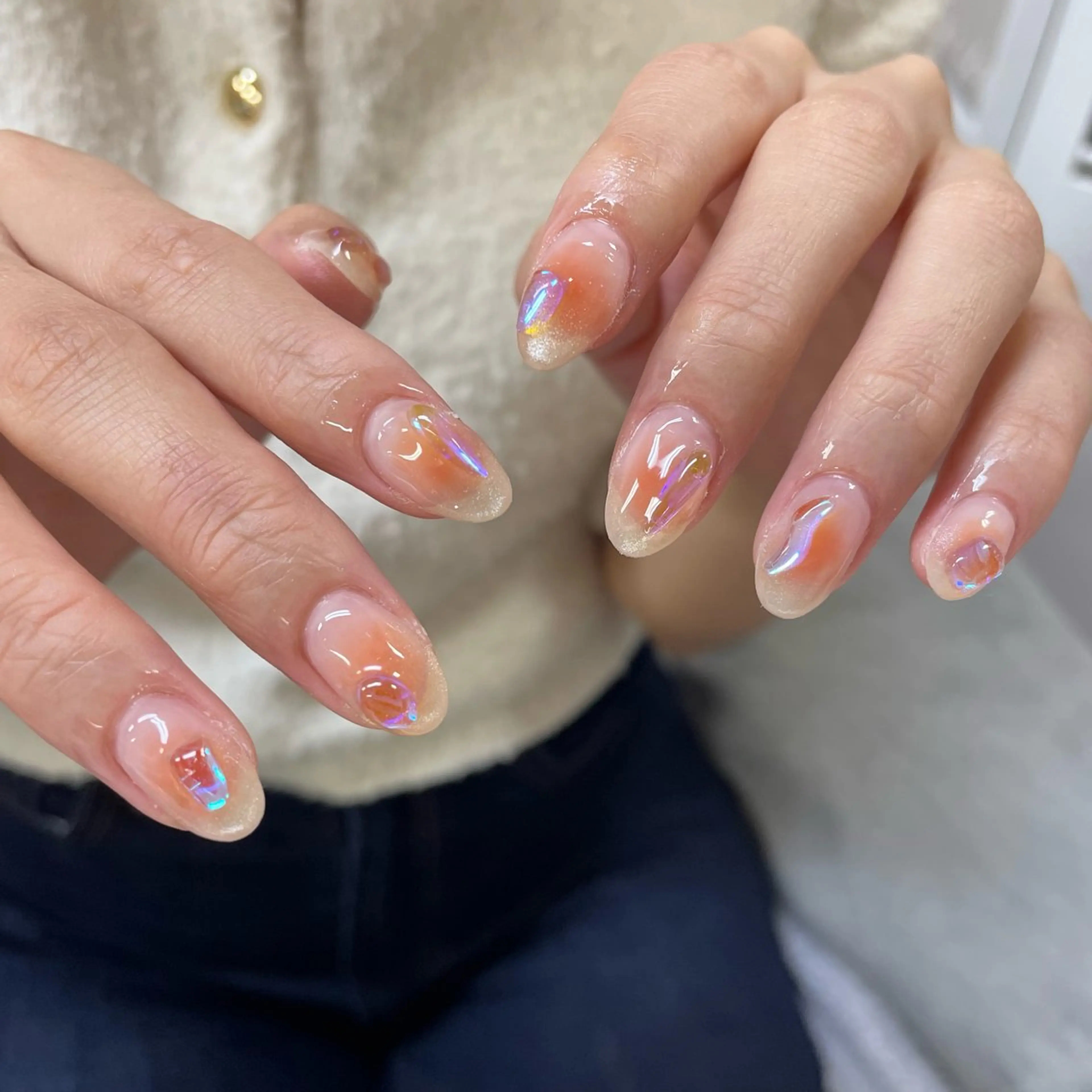 ネイル オーロラネイル ハンドネイル フットネイル ネイルサロンアネラ所属・Nail💞 rinakoのネイルデザイン