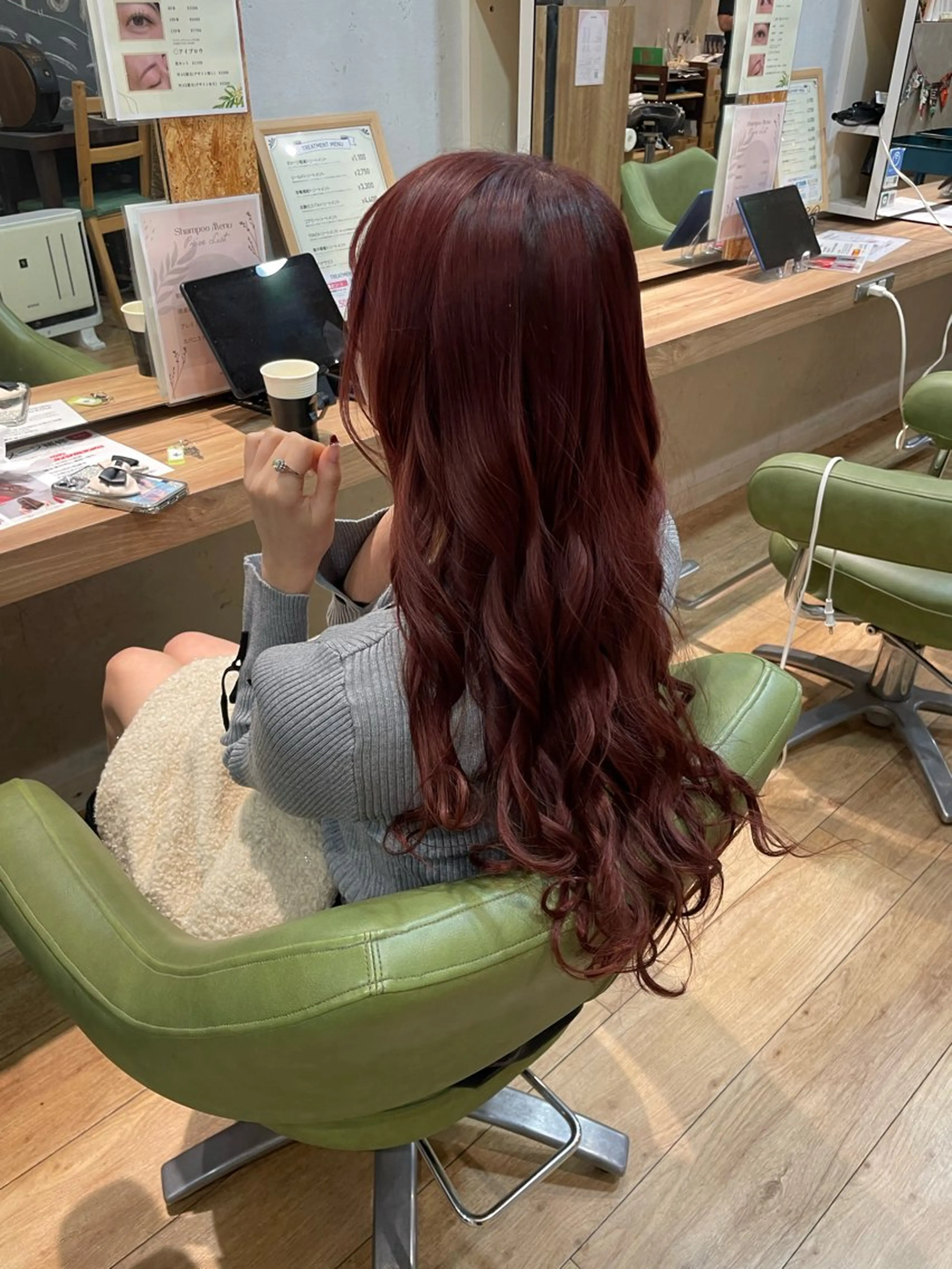 ロング カラー ブリーチ ブリーチなしカラー ピンクカラー レッドカラー 髪質改善/Bloss om🌷高橋沙衣のヘアスタイル