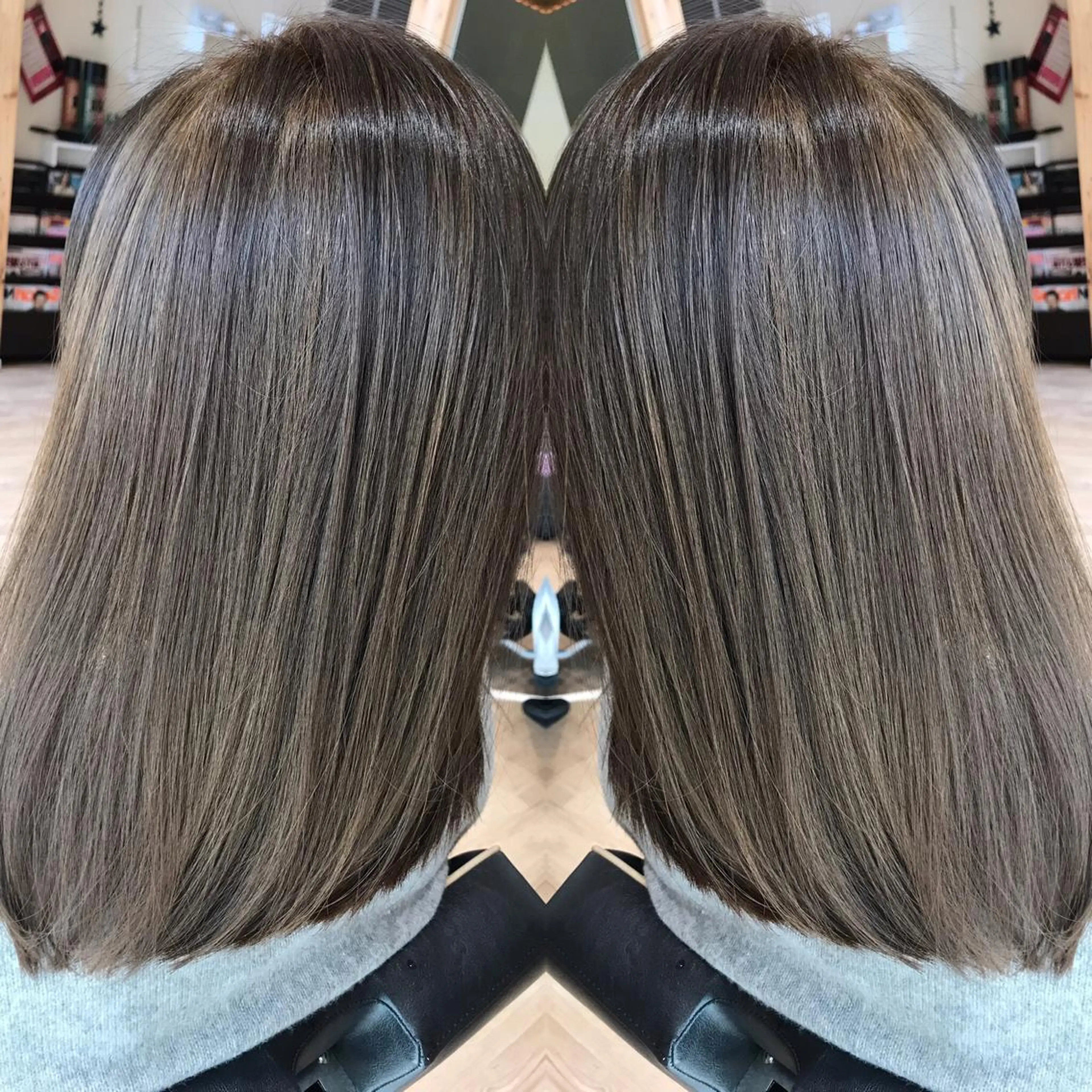 ミディアム カラー ベージュカラー ブリーチ 透明感カラー ヘアカラー 大久保 隆蔵のヘアスタイル