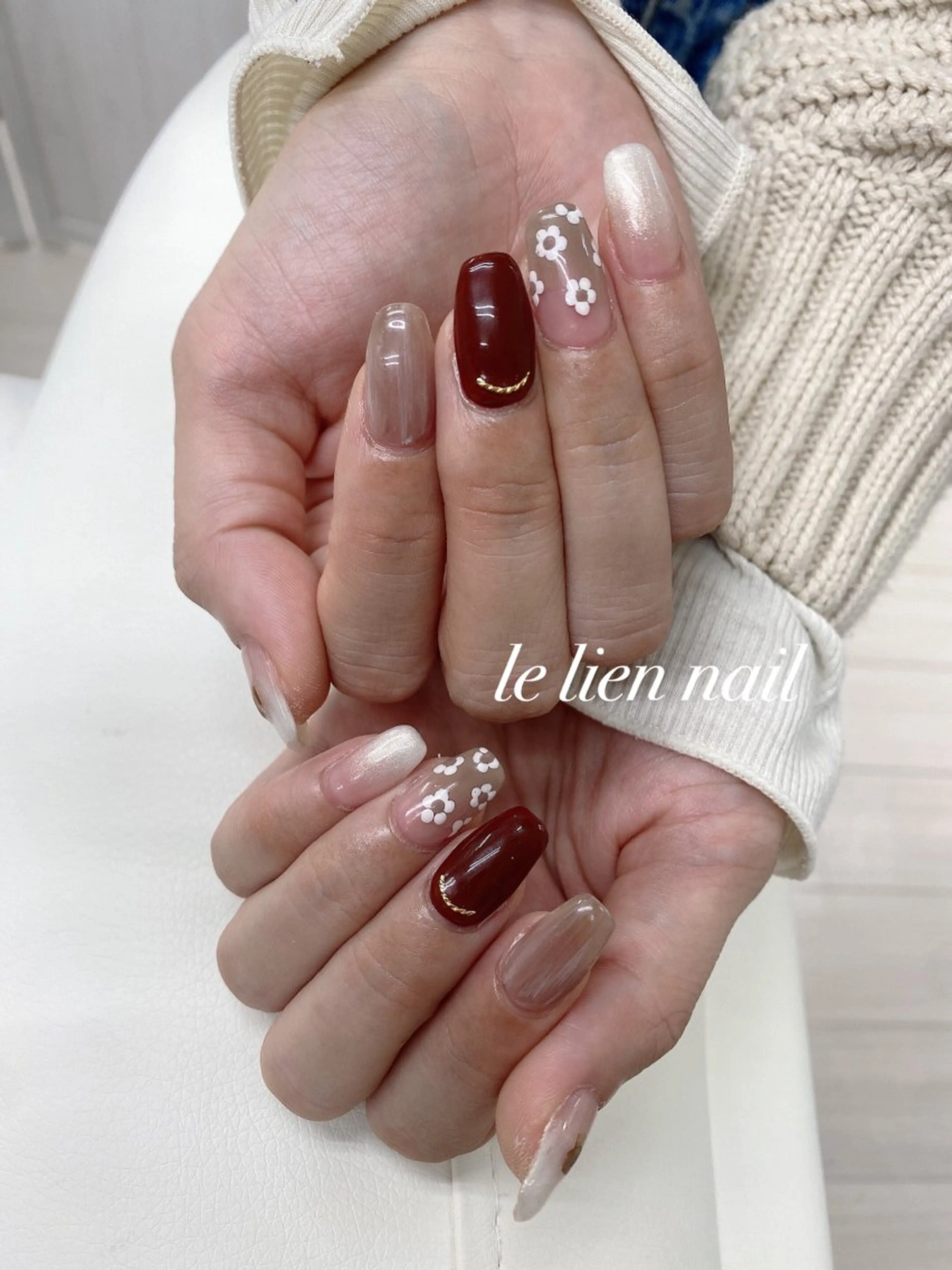 ネイル ボルドー ニュアンスネイル le lien nailのネイルデザイン