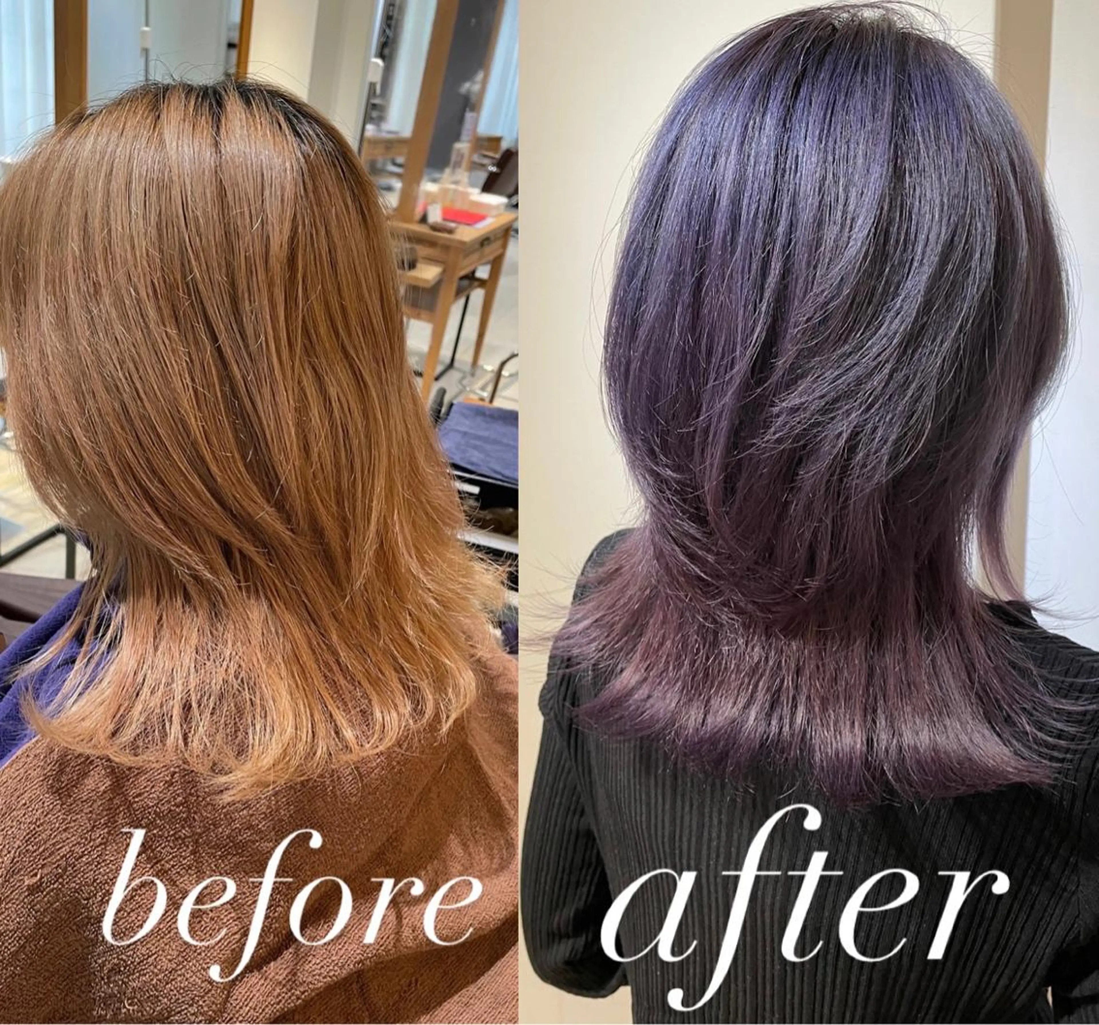 ミディアム カラー ブリーチ ブルーカラー ブルーバイオレット ピンクカラー バイオレットカラー カット ヘアカラー トリートメント 過去一の柔髪ヘア 🌿IVYjoureのヘアスタイル