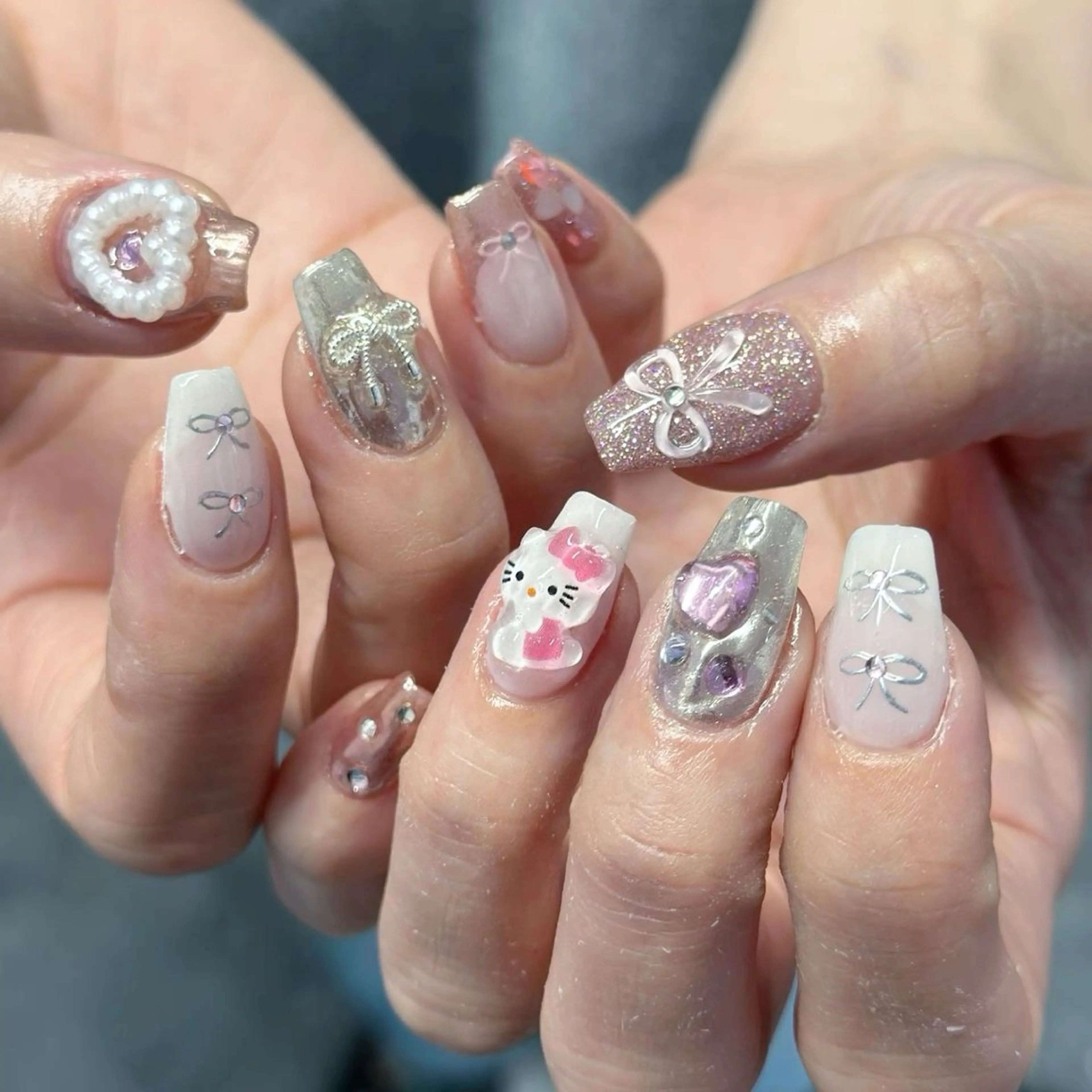 ネイル マグネットネイル ピンク ネイルチップ 冬ネイル Lee Nailsのネイルデザイン