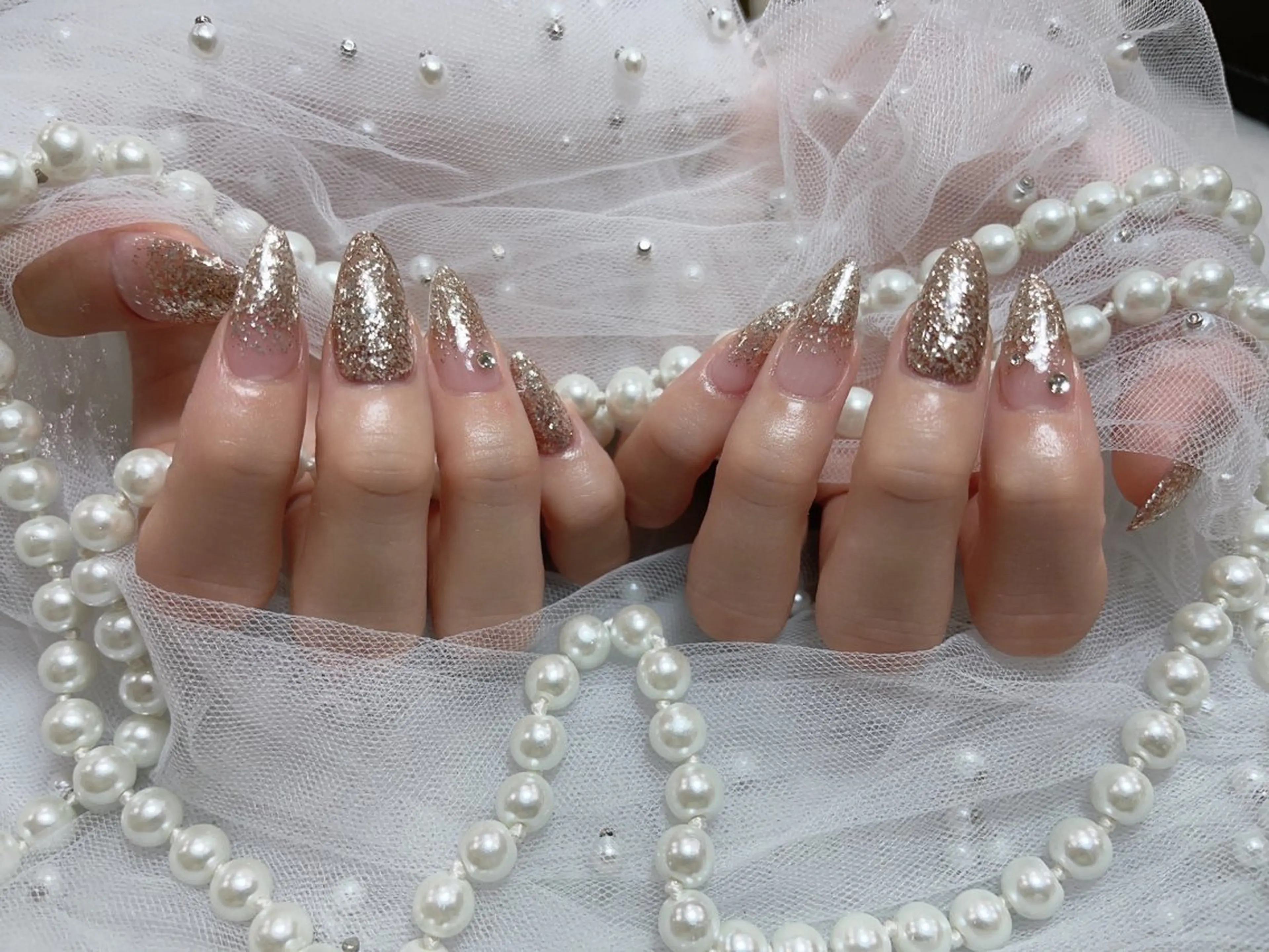 ネイル アートネイル フラッシュネイル フレンチネイル ガラスフレンチ グラデーション M2beauty Renaのネイルデザイン