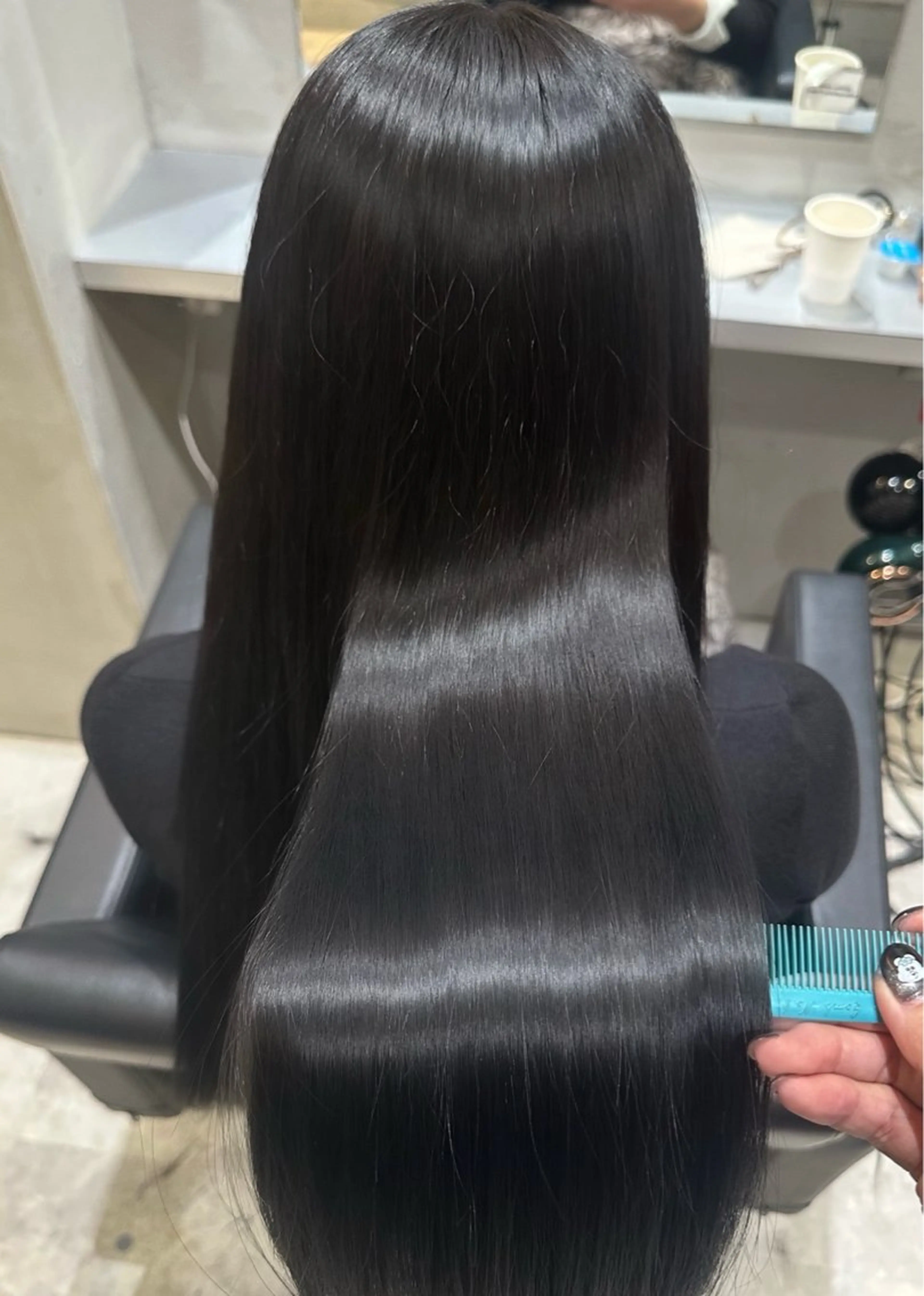 ロング 髪質改善 縮毛矯正 カット ヘアカラー 縮毛矯正 トリートメント 💎韓国レイヤー ×エクステゆうま💎のヘアスタイル