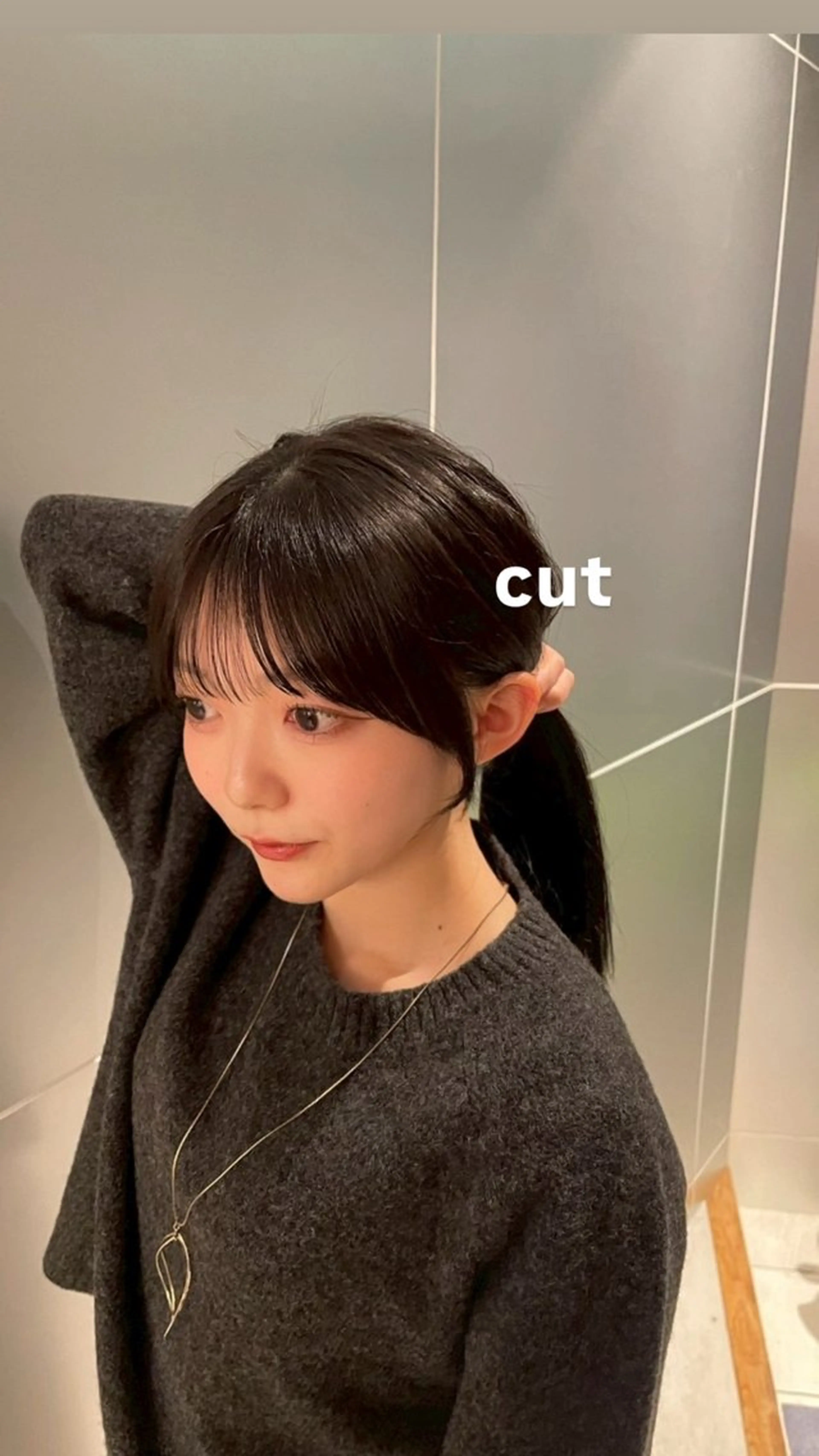 ミディアム カット トリートメント ブリーチなしカラー/ 顔周りレイヤーのヘアスタイル