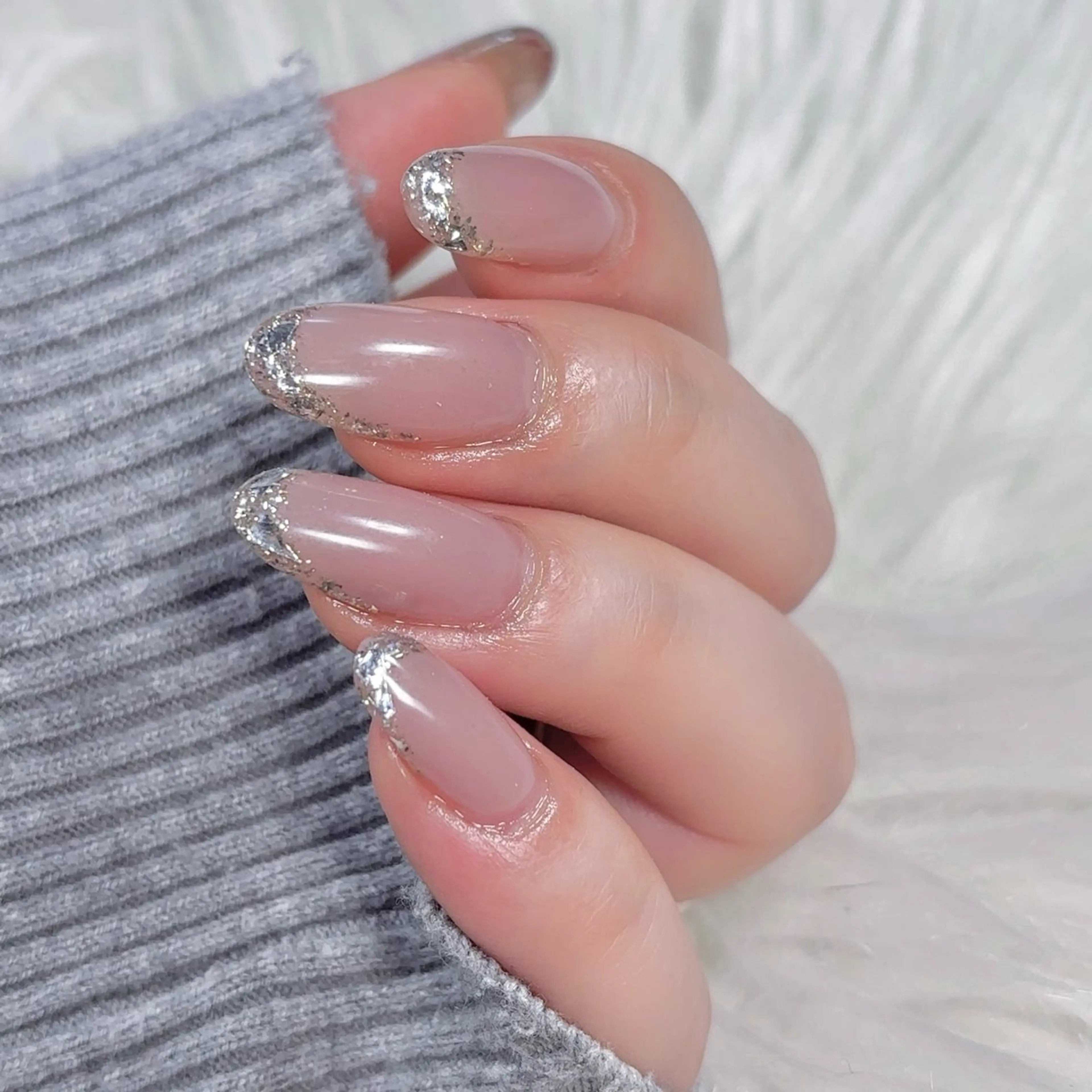 ガラスフレンチ💎ネイルの写真