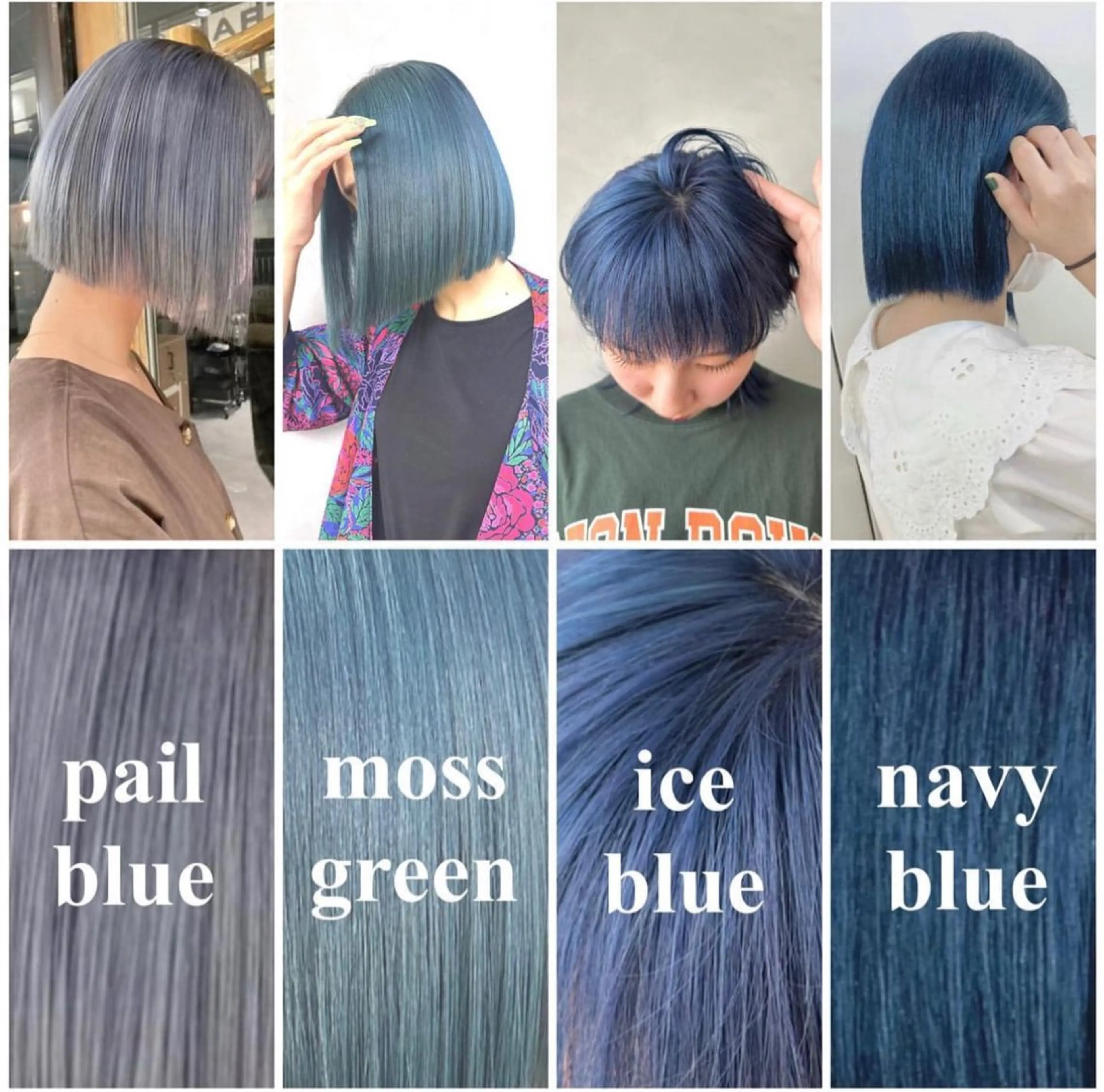 セミロング カラー 黒髪 ブルーカラー ブルーブラック ハイトーンカラー カット ヘアカラー ハイトーン/ショート /akane🐰♥️のヘアスタイル