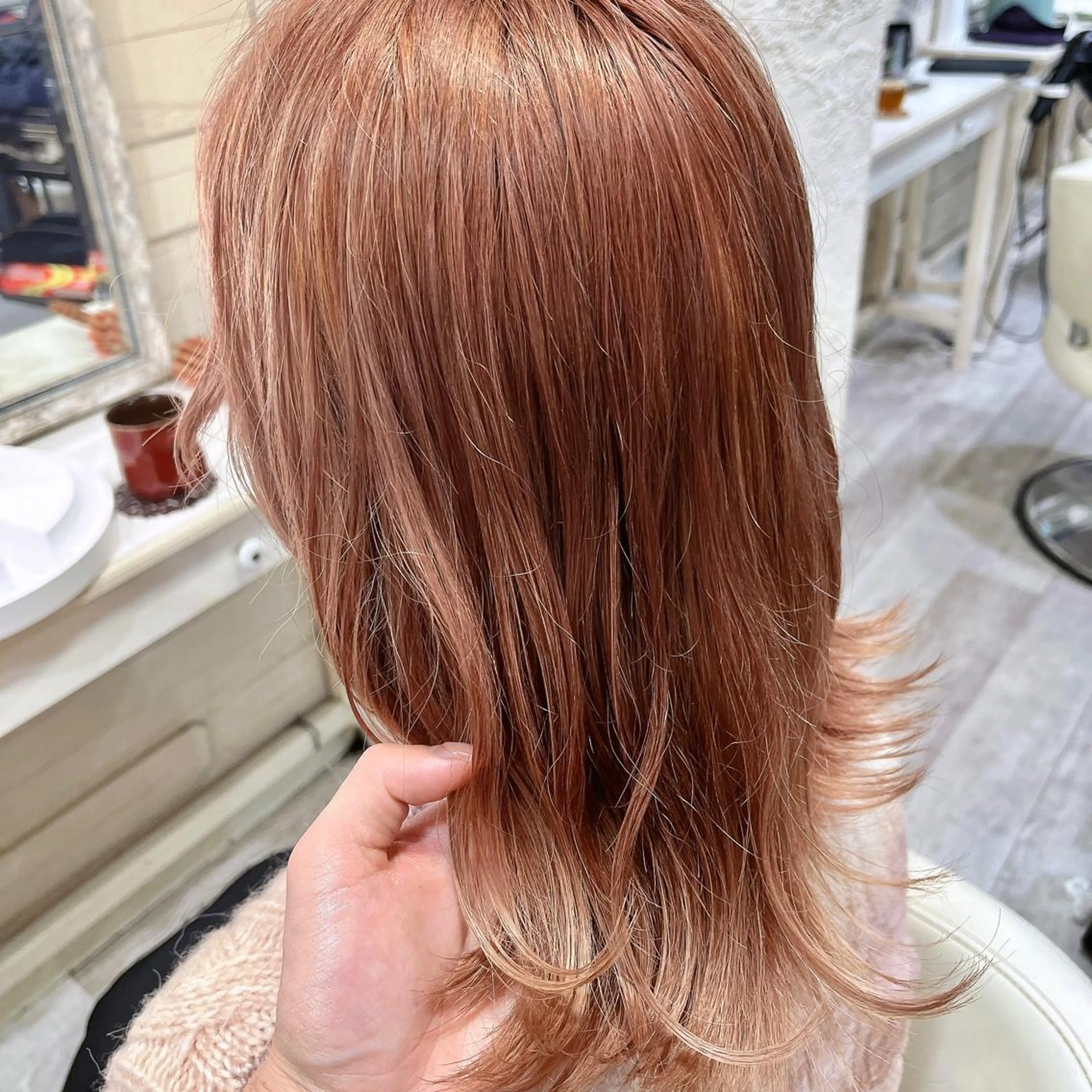 ミディアム カラー ブリーチ ピンクカラー カラー特化美容師 なかもと たつひろのヘアスタイル