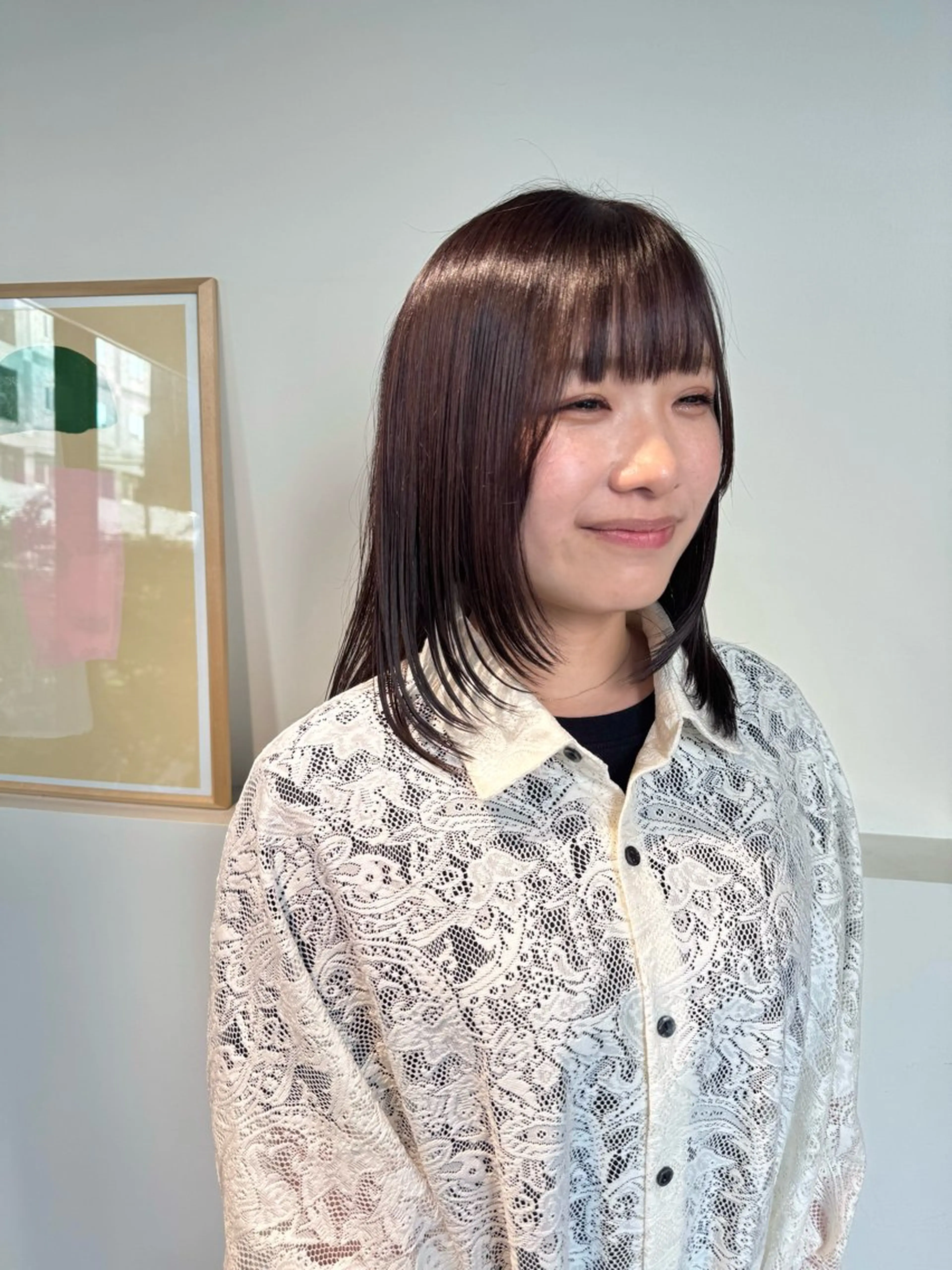 セミロング カラー 切りっぱなしボブ ショートボブ アッシュ ベージュカラー ブラウンカラー eto所属・髪質改善スペシャリス ト長尾勇弥/梅田中津のヘアスタイル