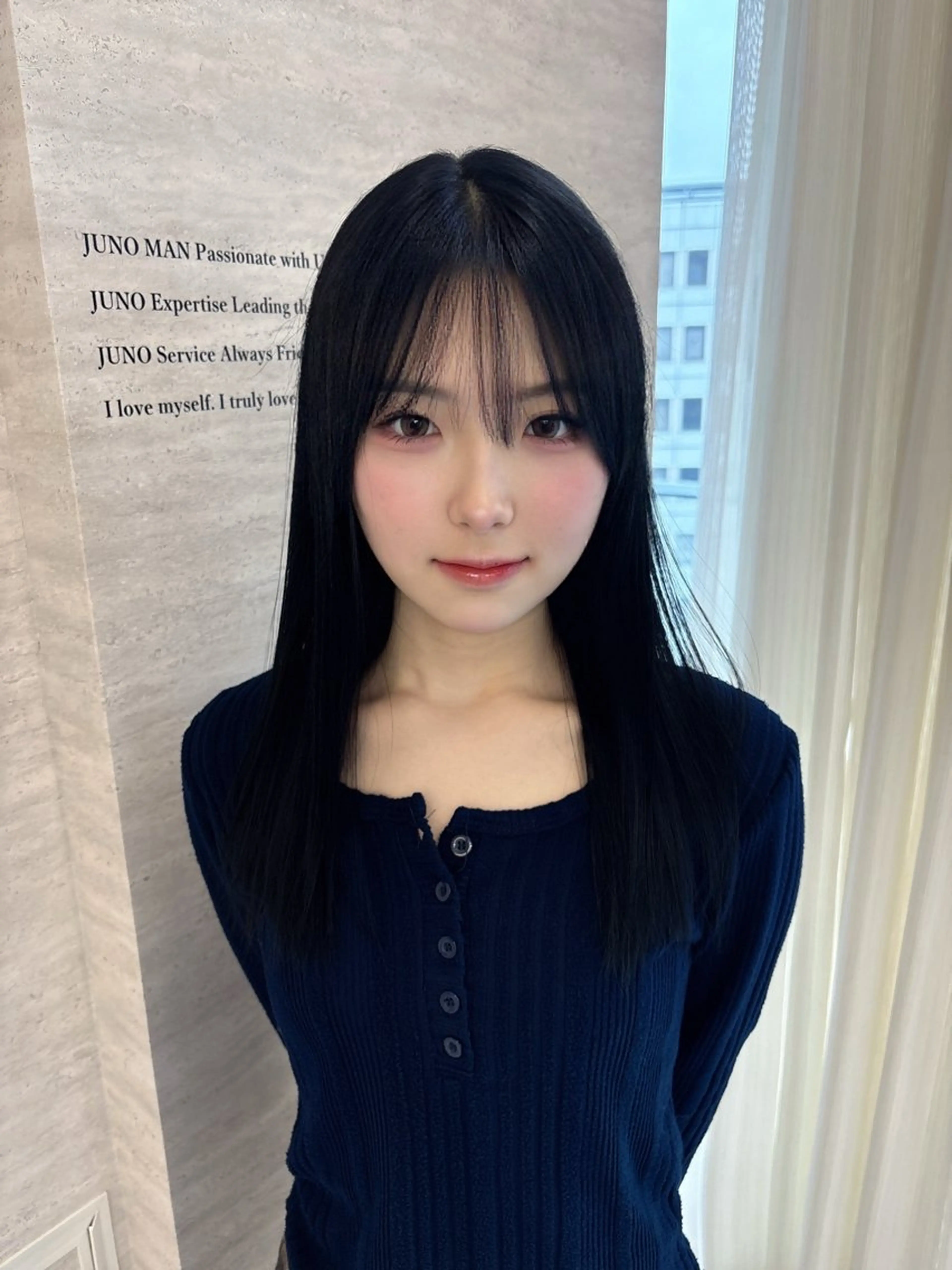 セミロング カラー ヘアアレンジ ヘアカラー JUNO韓国ヘア MIAN.⋆𝜗𝜚のヘアスタイル