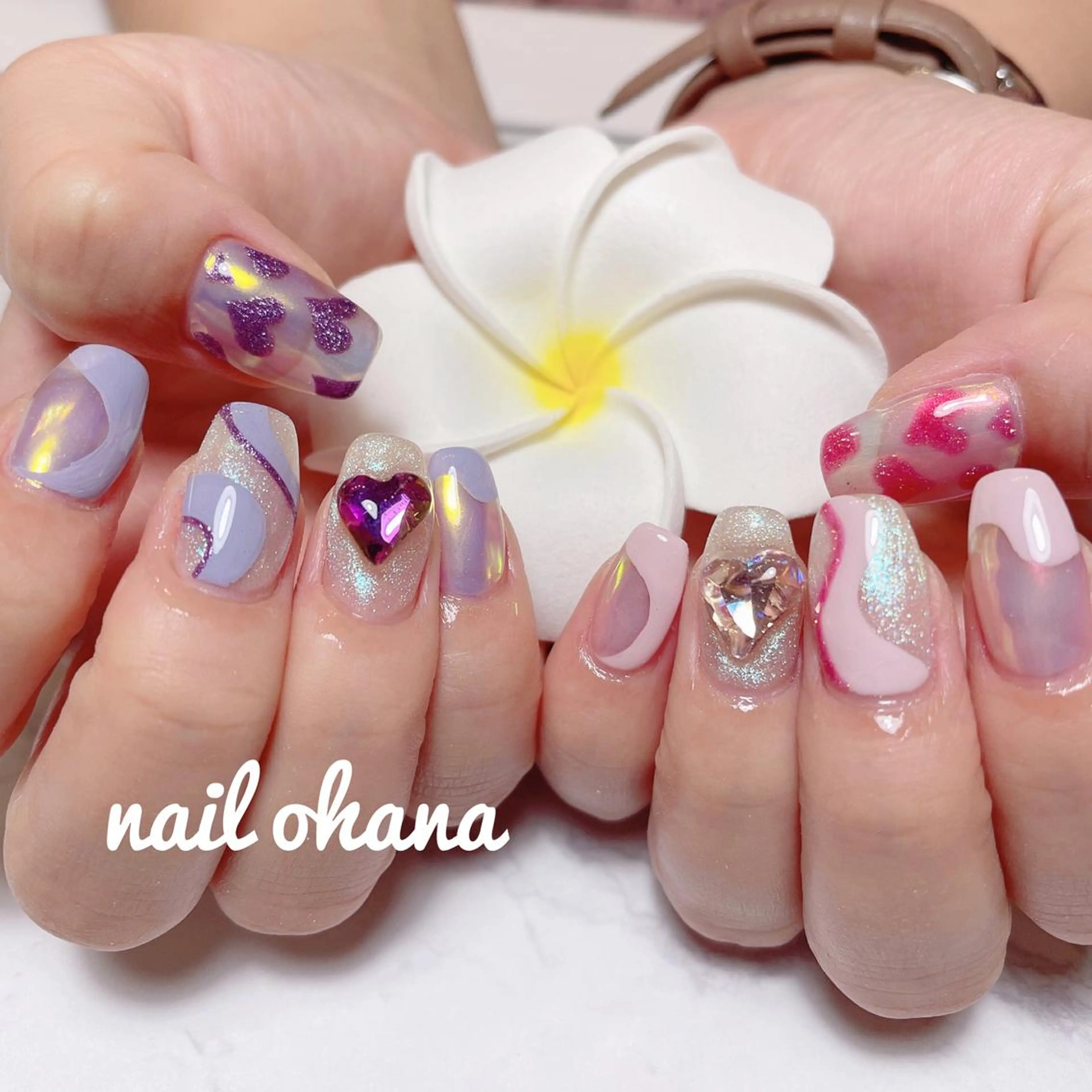 ネイル ジェルネイル ハート 持ち込み ハンドネイル 那覇🏝️台湾人 ネイリストSHIUのネイルデザイン