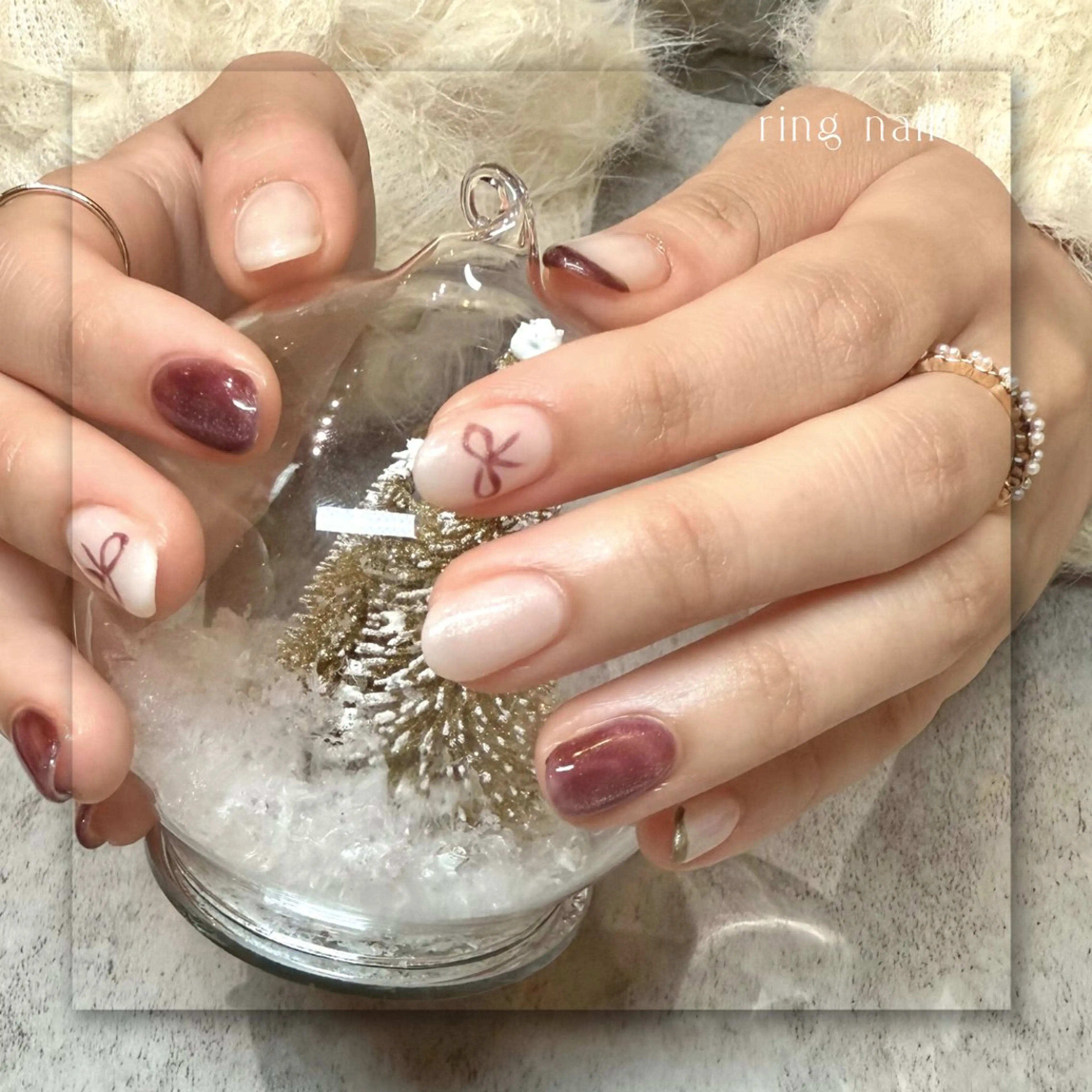 ネイル ジェルネイル マグネットネイル パラジェル 冬ネイル クリスマス ハンドネイル Seemly 千田町店所属・フラワーパラジェル 🌸シームリーエミのネイルデザイン